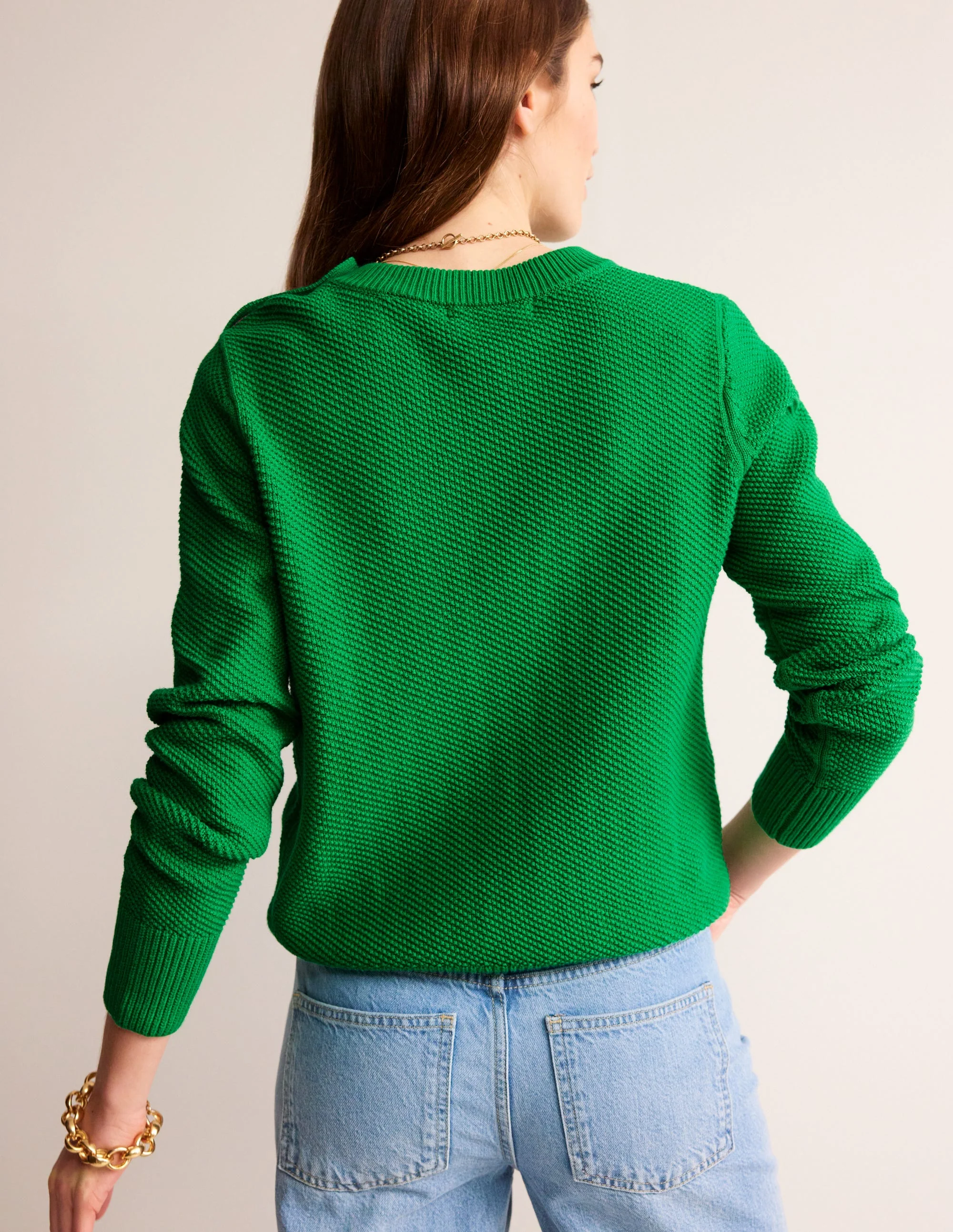 Button Detail Stitch Jumper-Bright Green - Image 3
