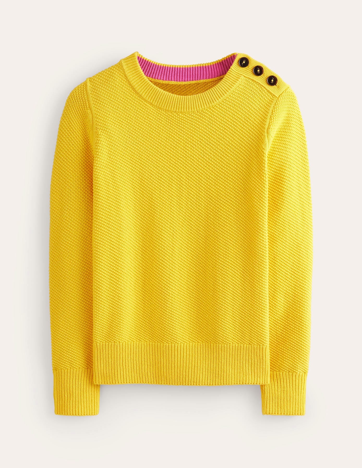 Button Detail Stitch Jumper-Super Lemon Yellow - Image 5
