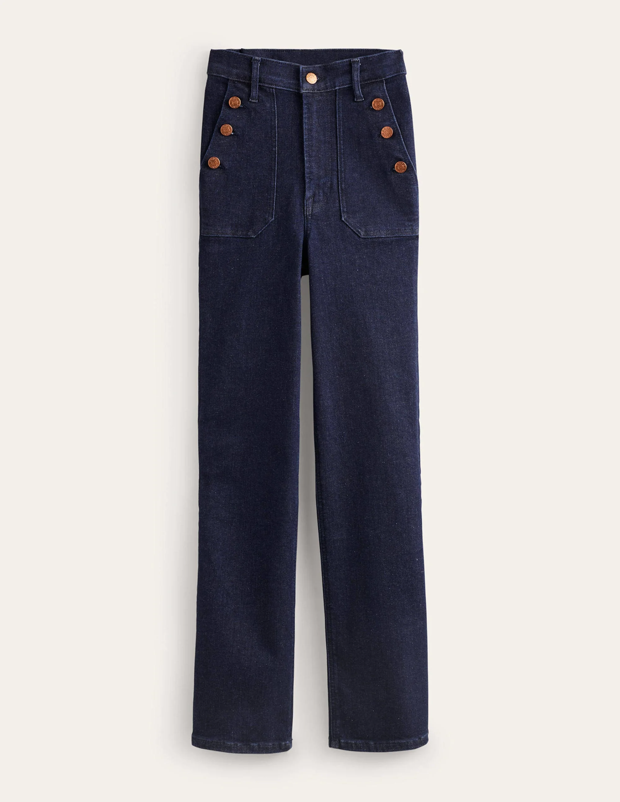 Button Detail Straight Jeans-Indigo Rinse - Image 6