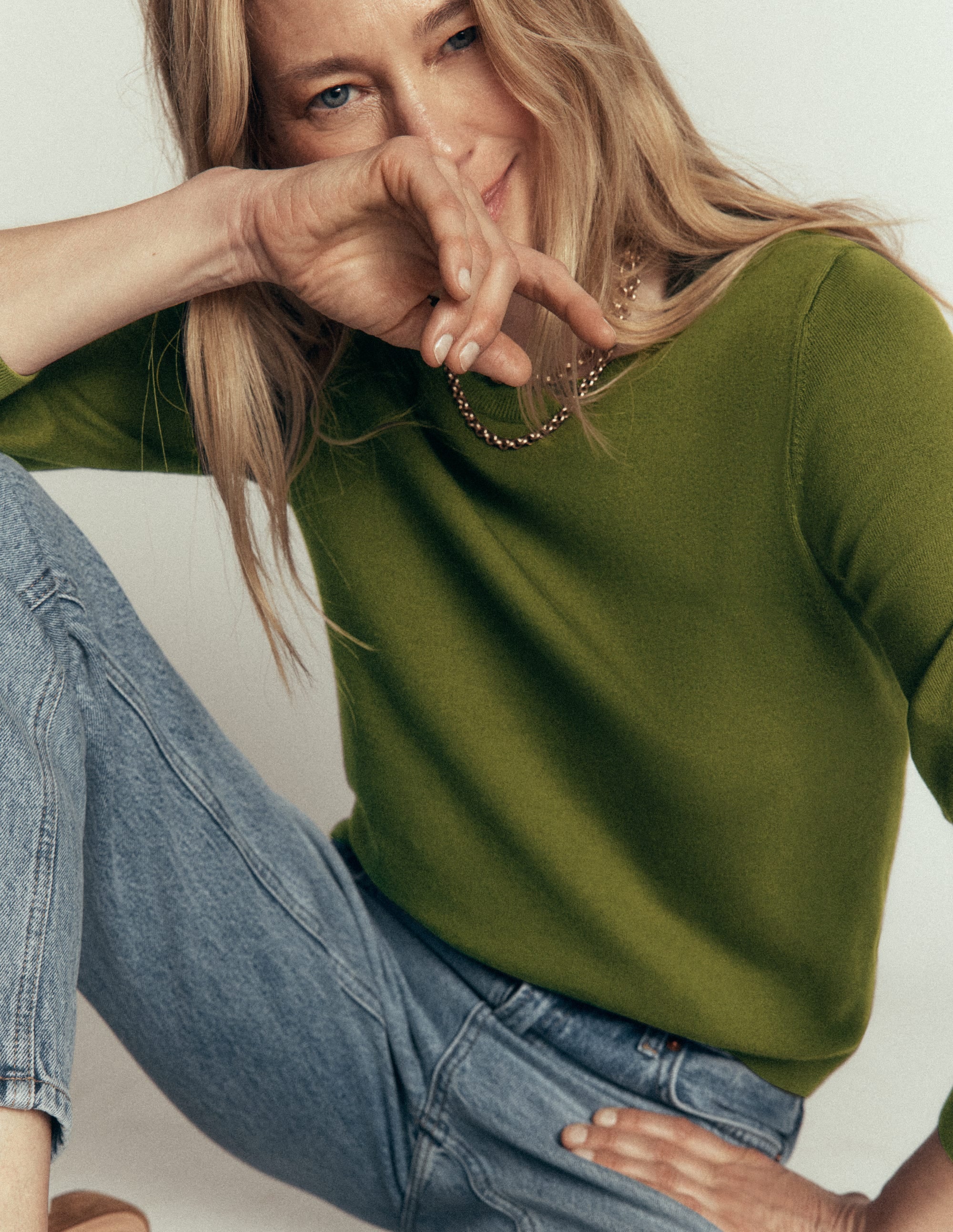 Camilla Cotton Crew Jumper-Forest Green - Image 3