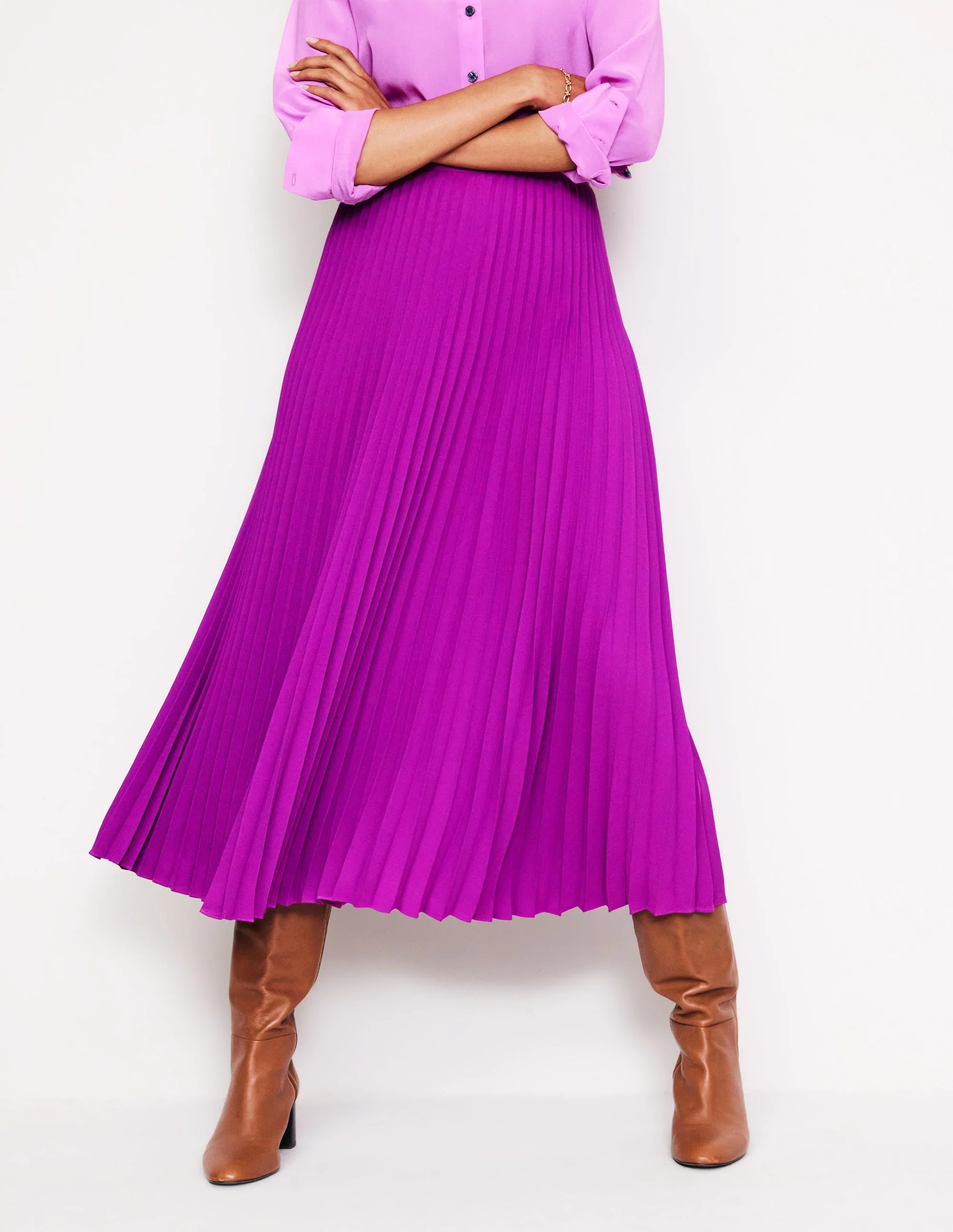 Camilla Pleated Midi Skirt-Regal Purple - Image 3