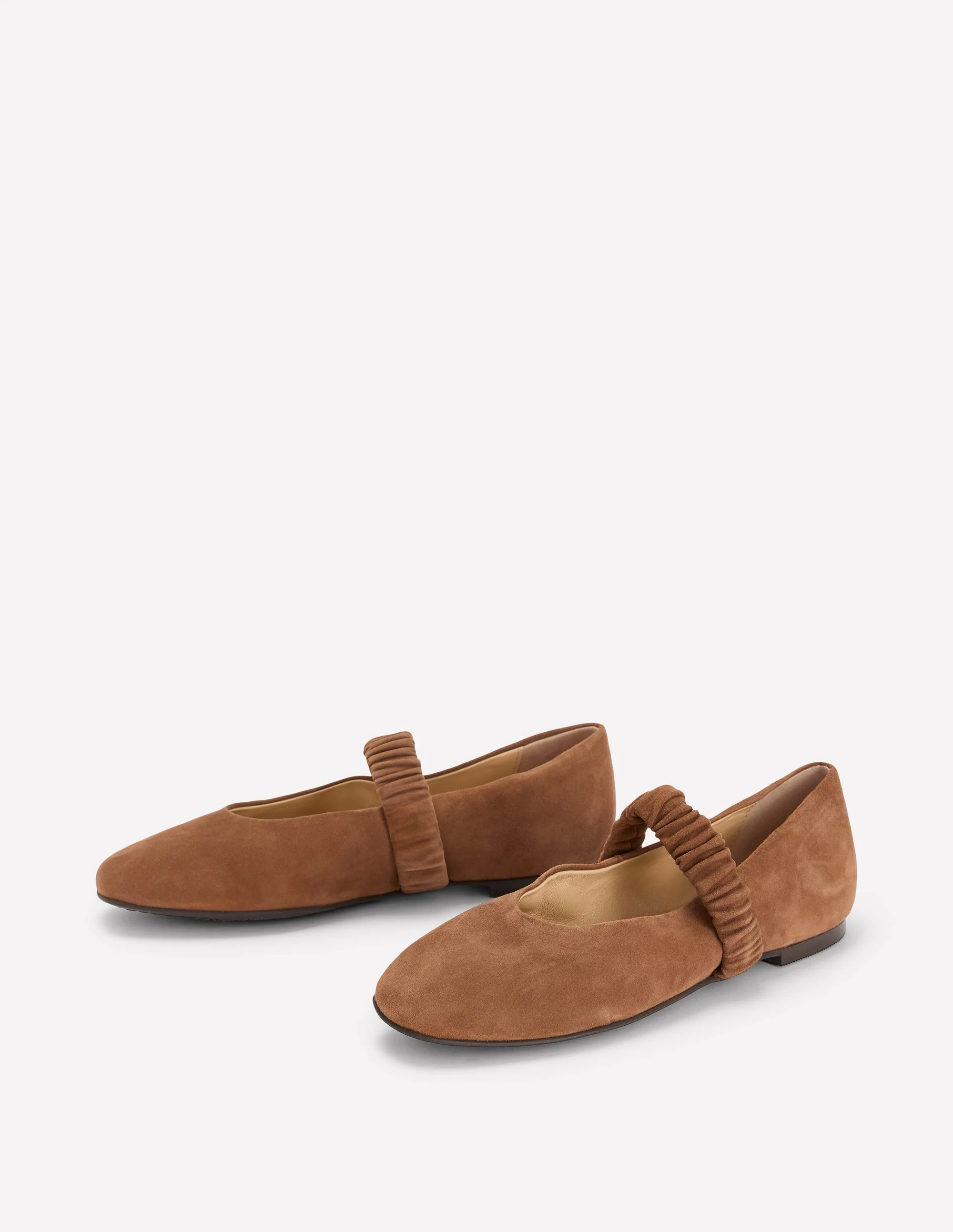 Camilla Ruched Ballet Flats-Raw Umber Suede - Image 3