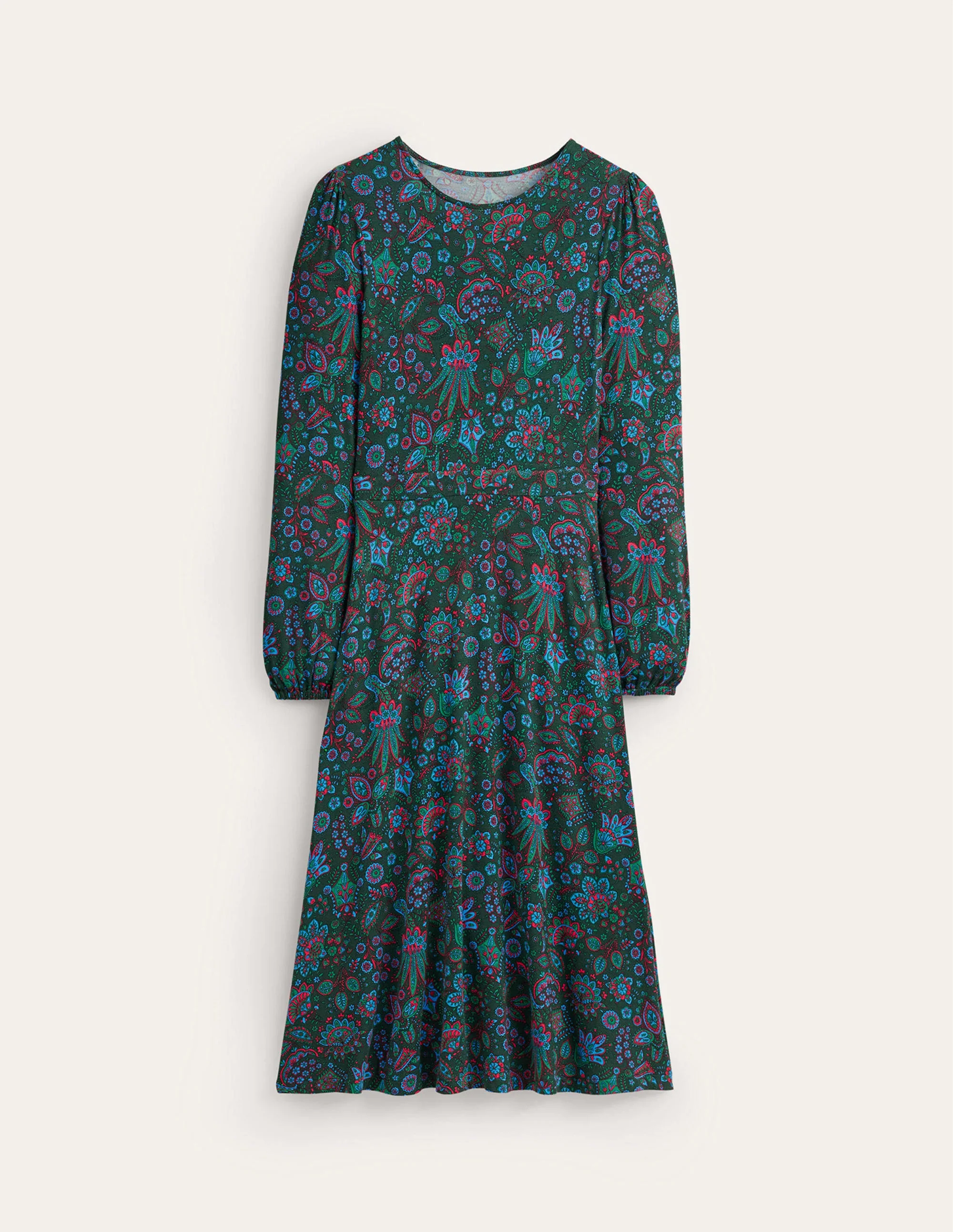 Camille Jersey Midi Dress-Chatsworth Green, Azalea Bloom - Image 6