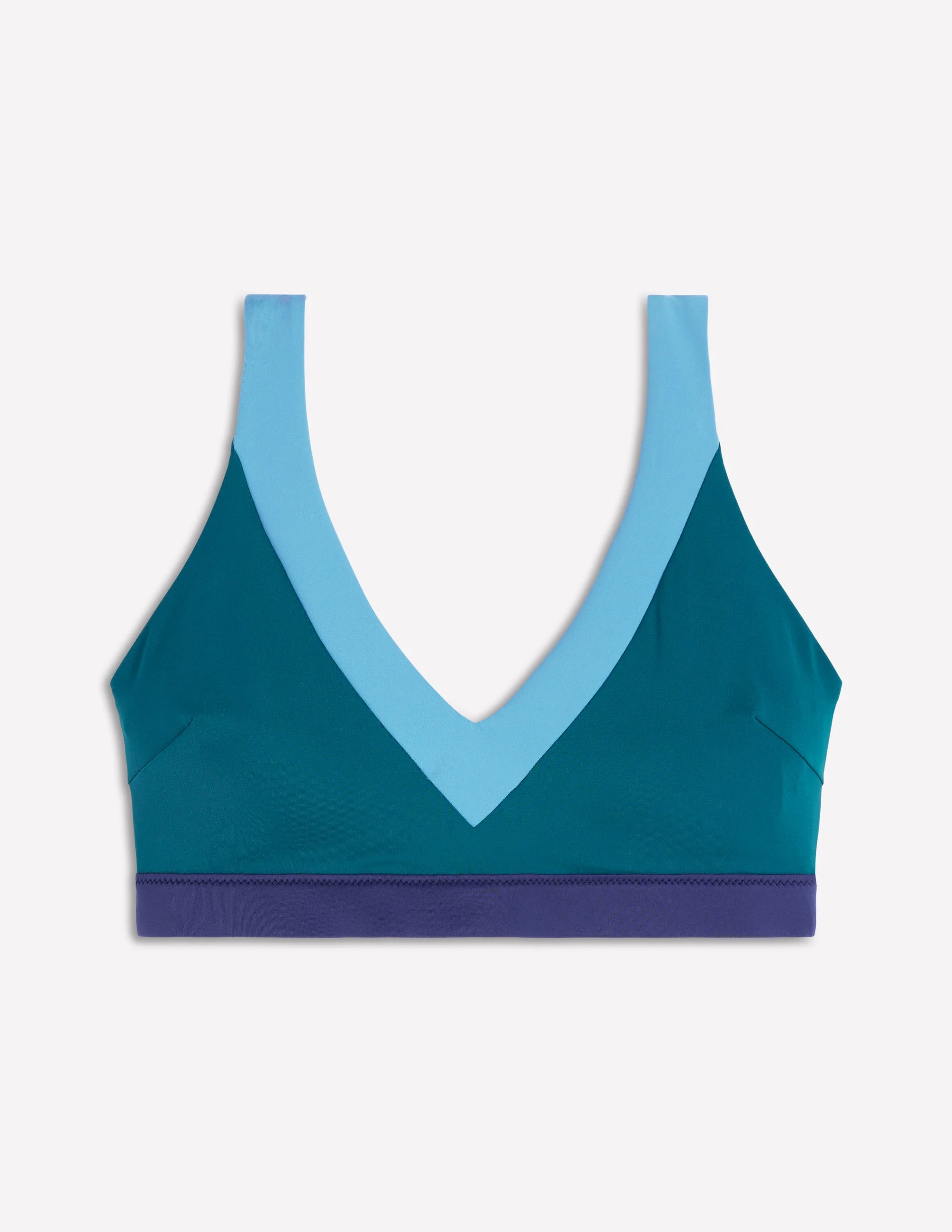 Campania Cross-back Bikini Top-Navy, Green, Blue Colourblock - Image 6