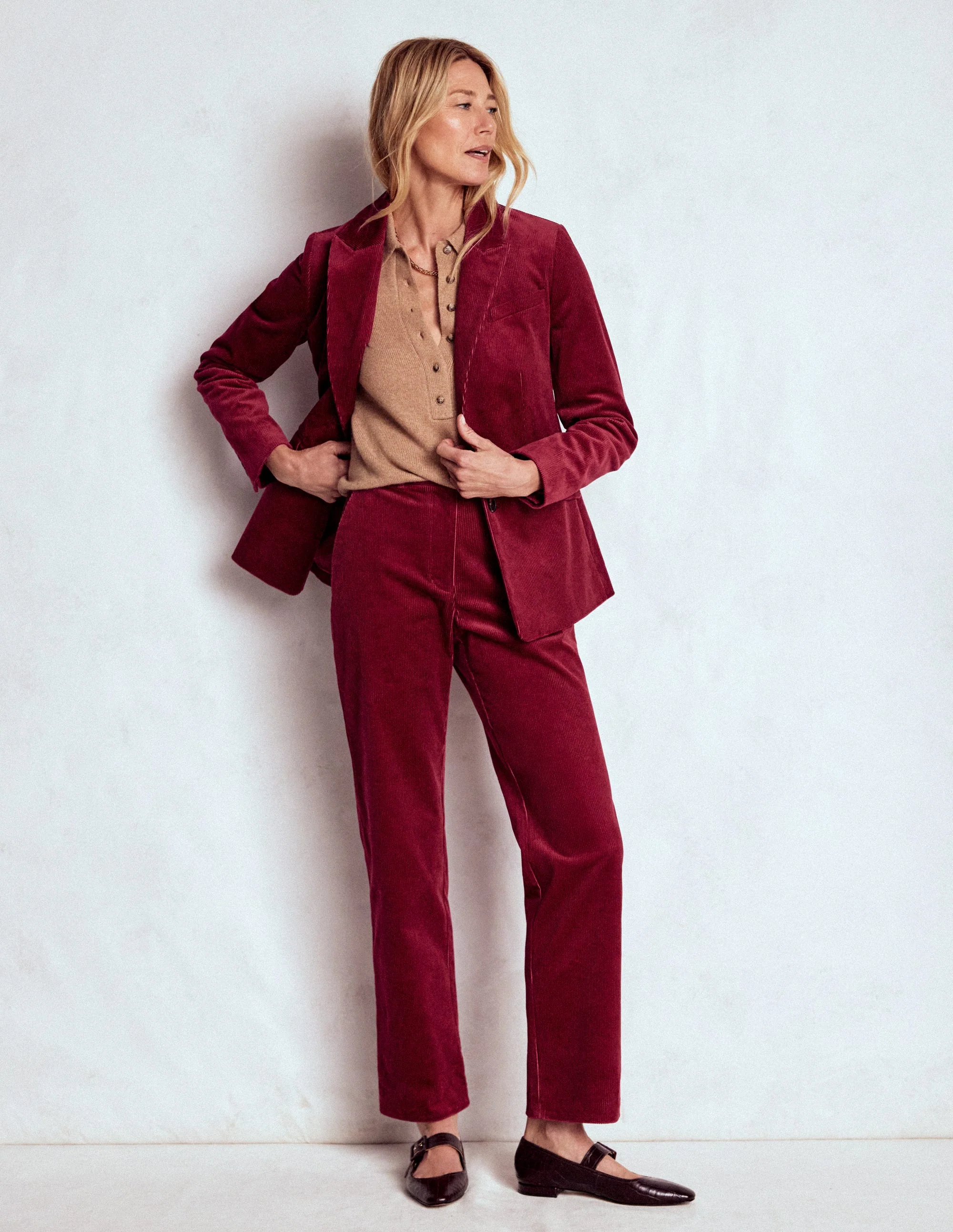 Canonbury Cord Trousers-Burgundy Red