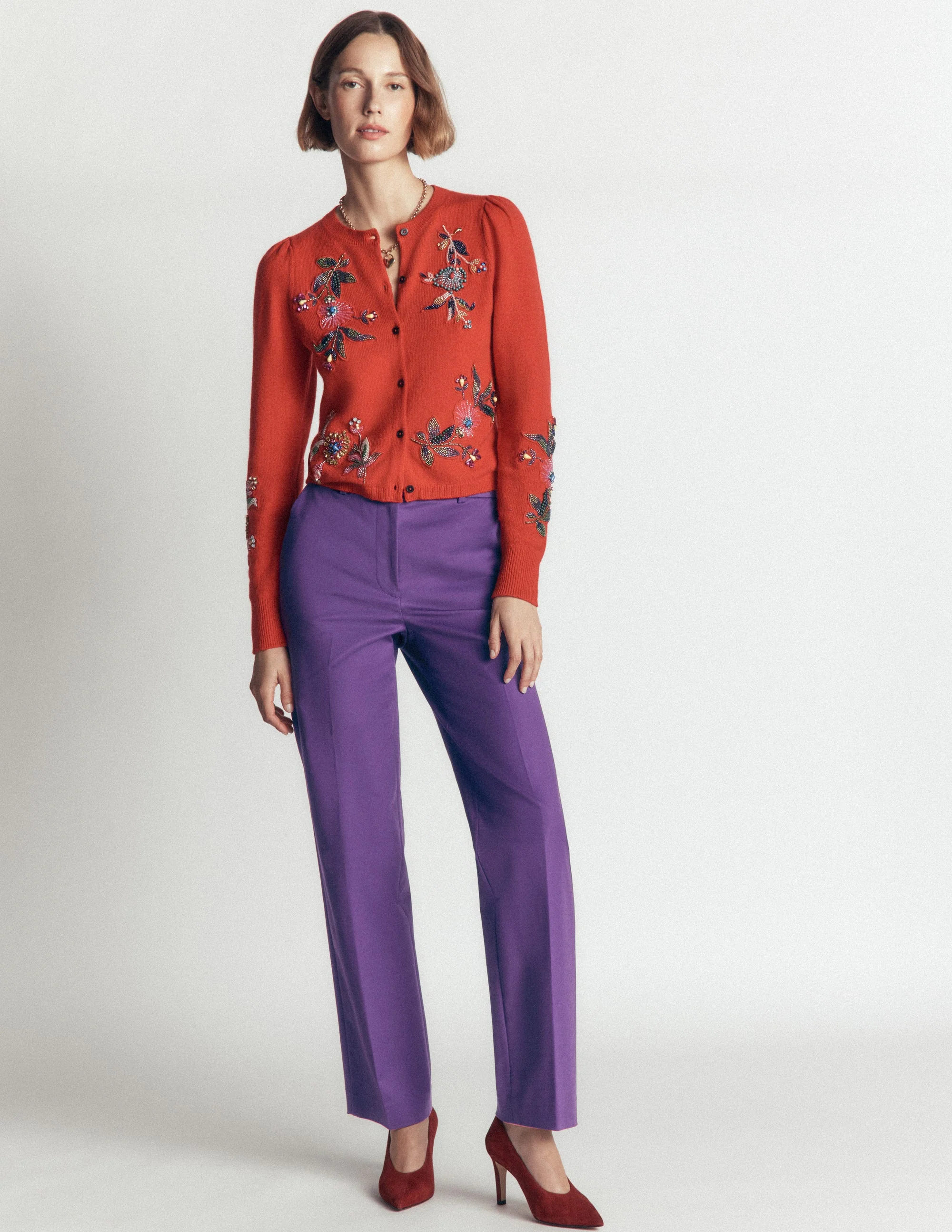 Canonbury Cotton Trousers-Deep Grape - Image 4
