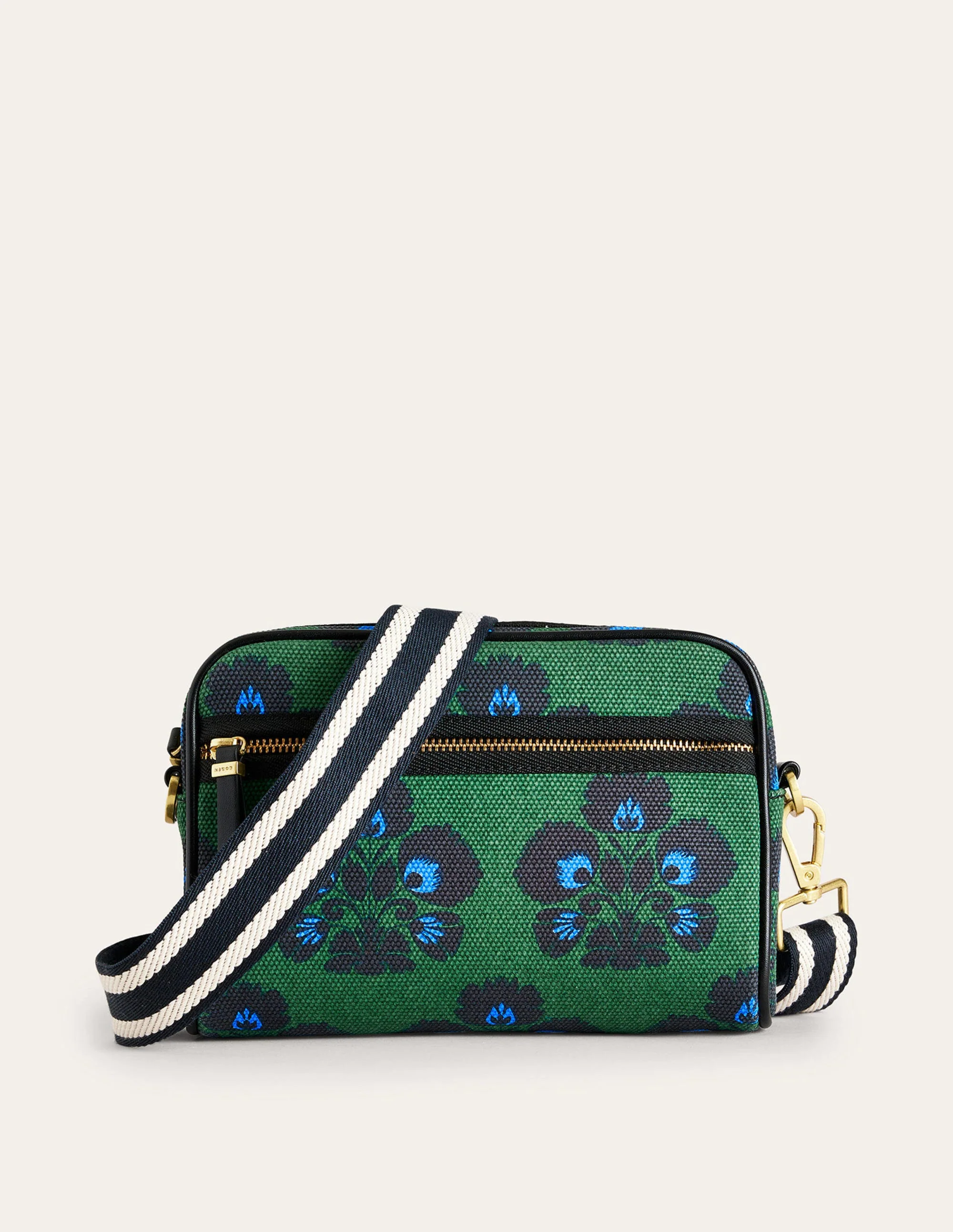 Canvas Cross-Body Bag-Amazon Green, Carnation Stamp - Image 2