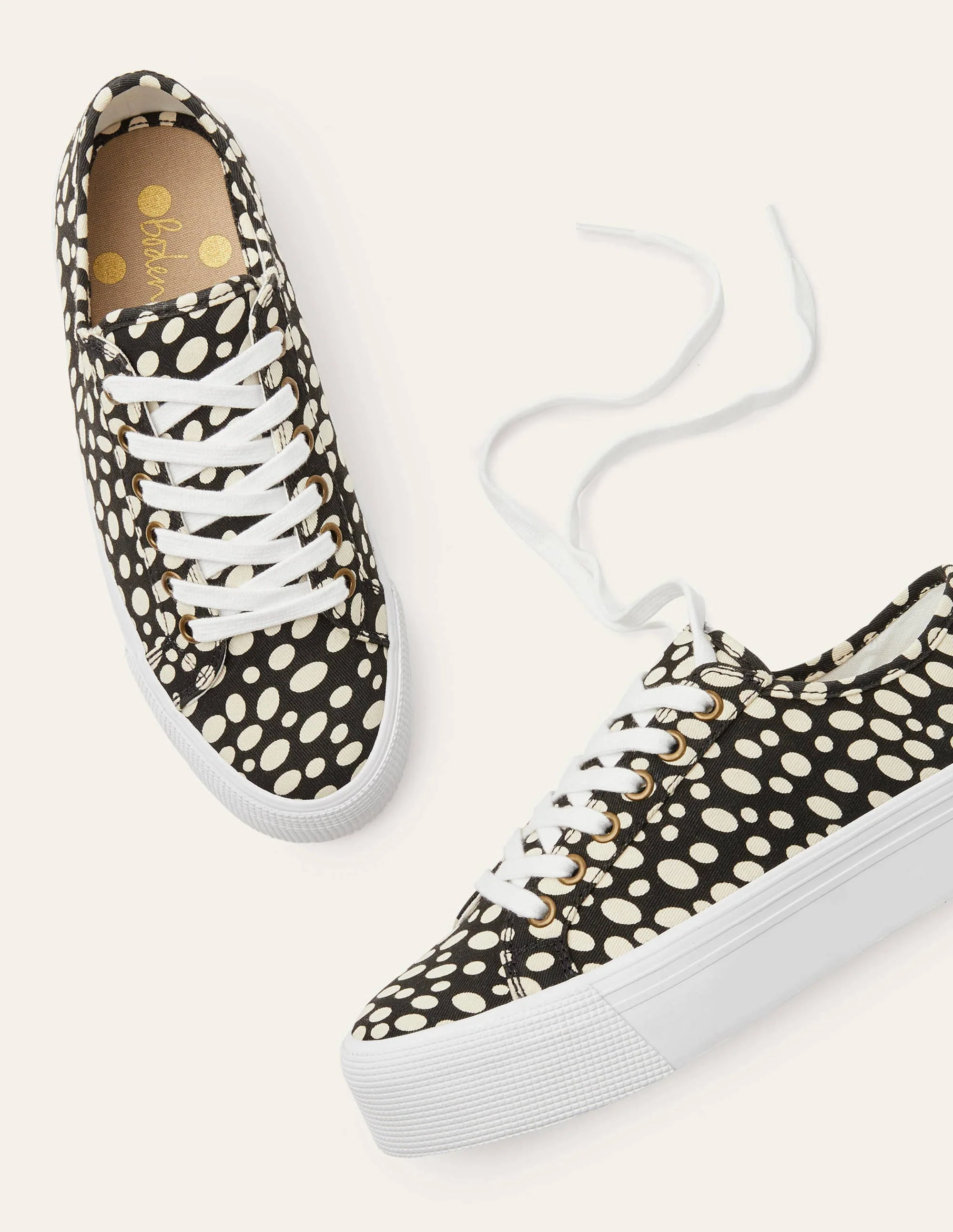 Canvas Flatform Plimsolls-Black/Ivory Animal