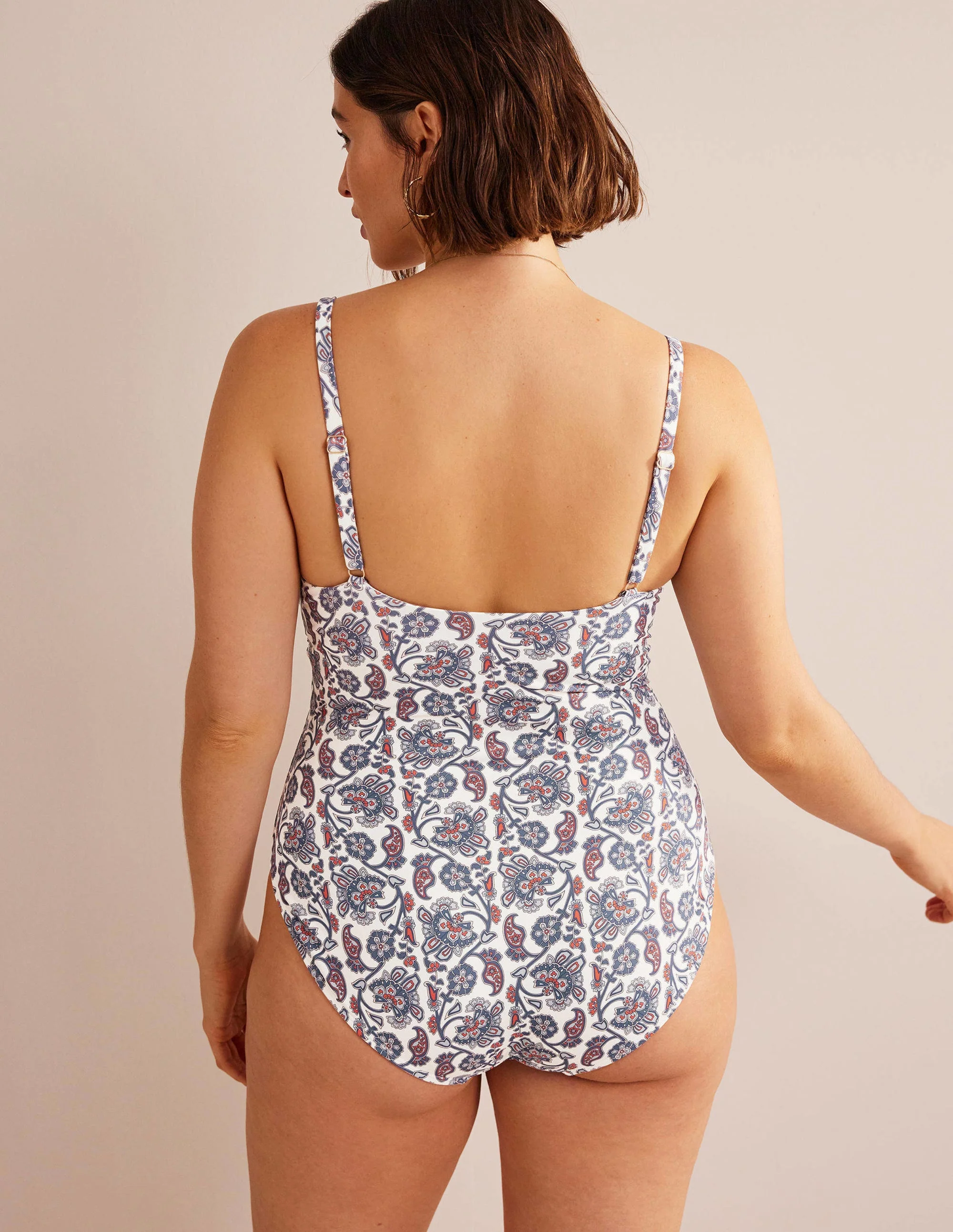 Capri Cup-size Swimsuit-Ivory, Blue Paisley - Image 6