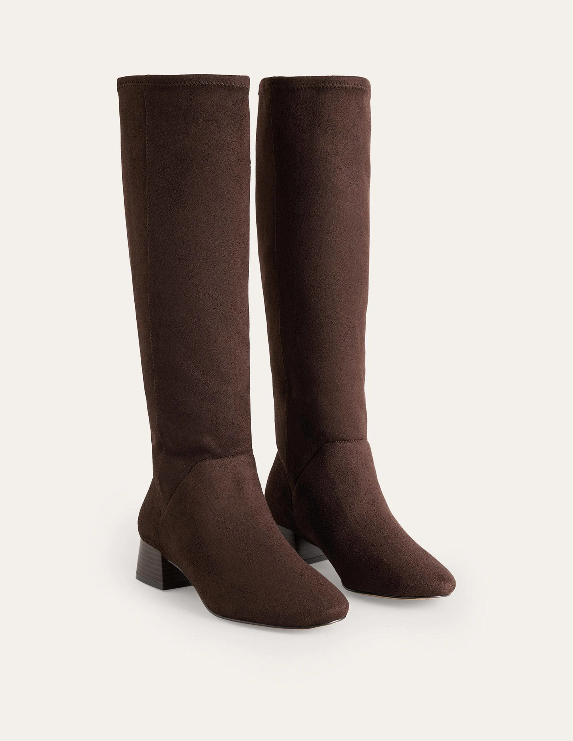 Cara Flat Stretch Knee Boots-Mahogany - Image 3