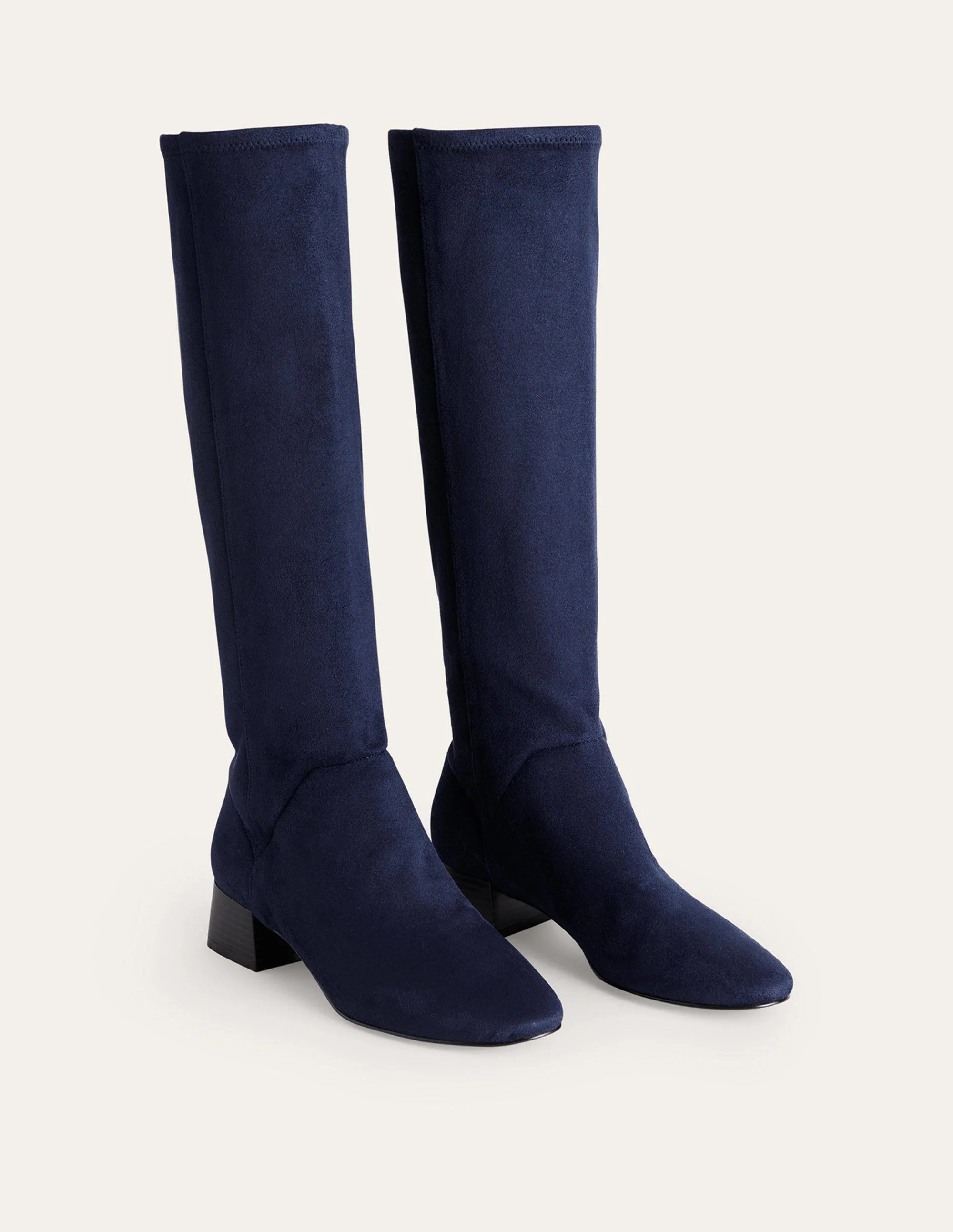 Cara Flat Stretch Knee Boots-Navy - Image 2