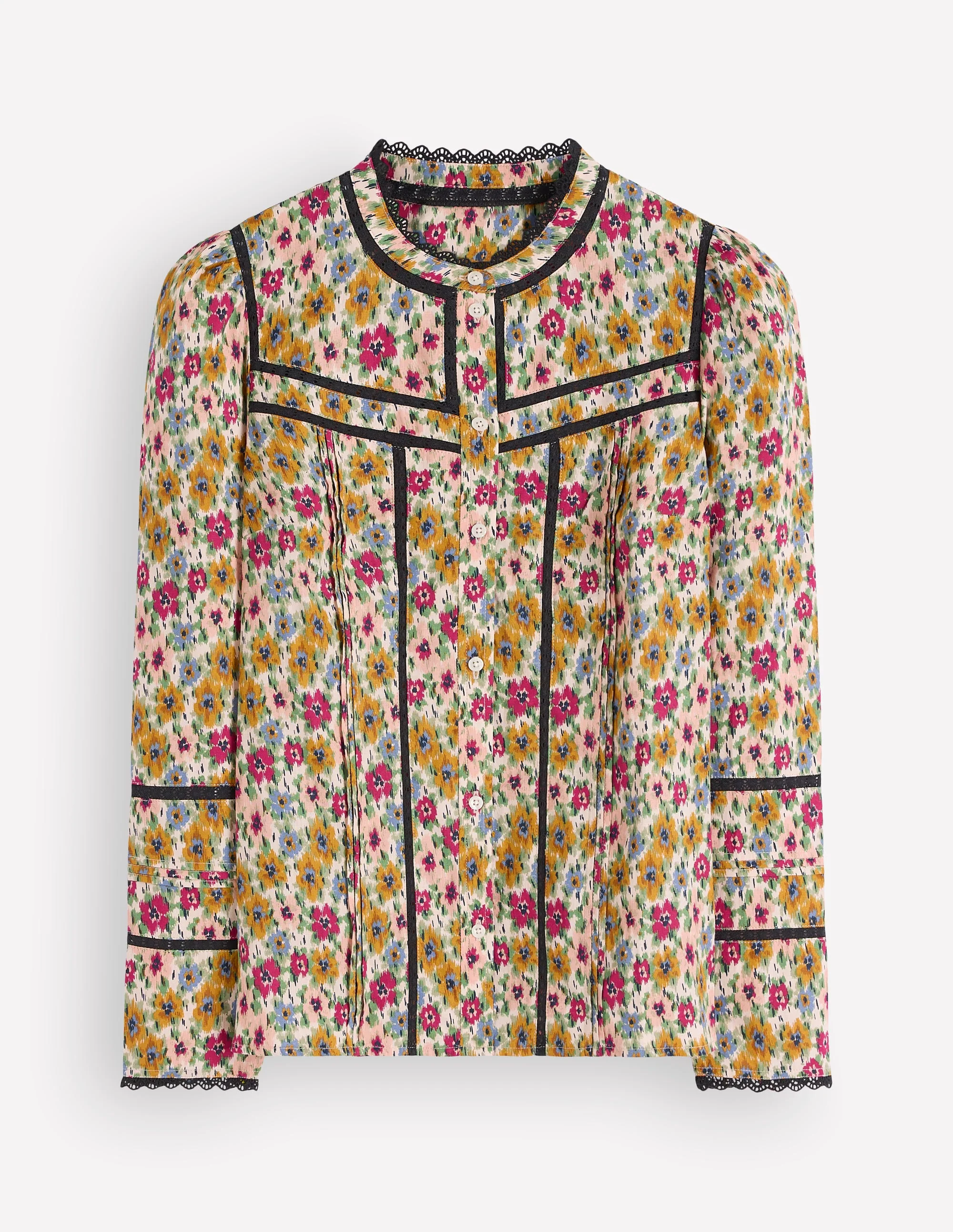 Carmen Lace Trim Cotton Top-Multi, Flecked Garden - Image 5