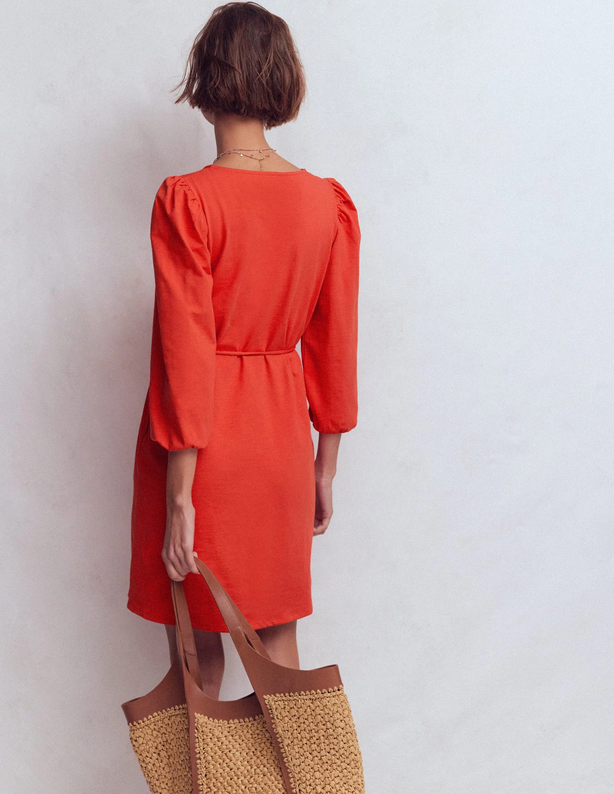 Cary V-Neck Short Dress-Blood Orange - Image 3