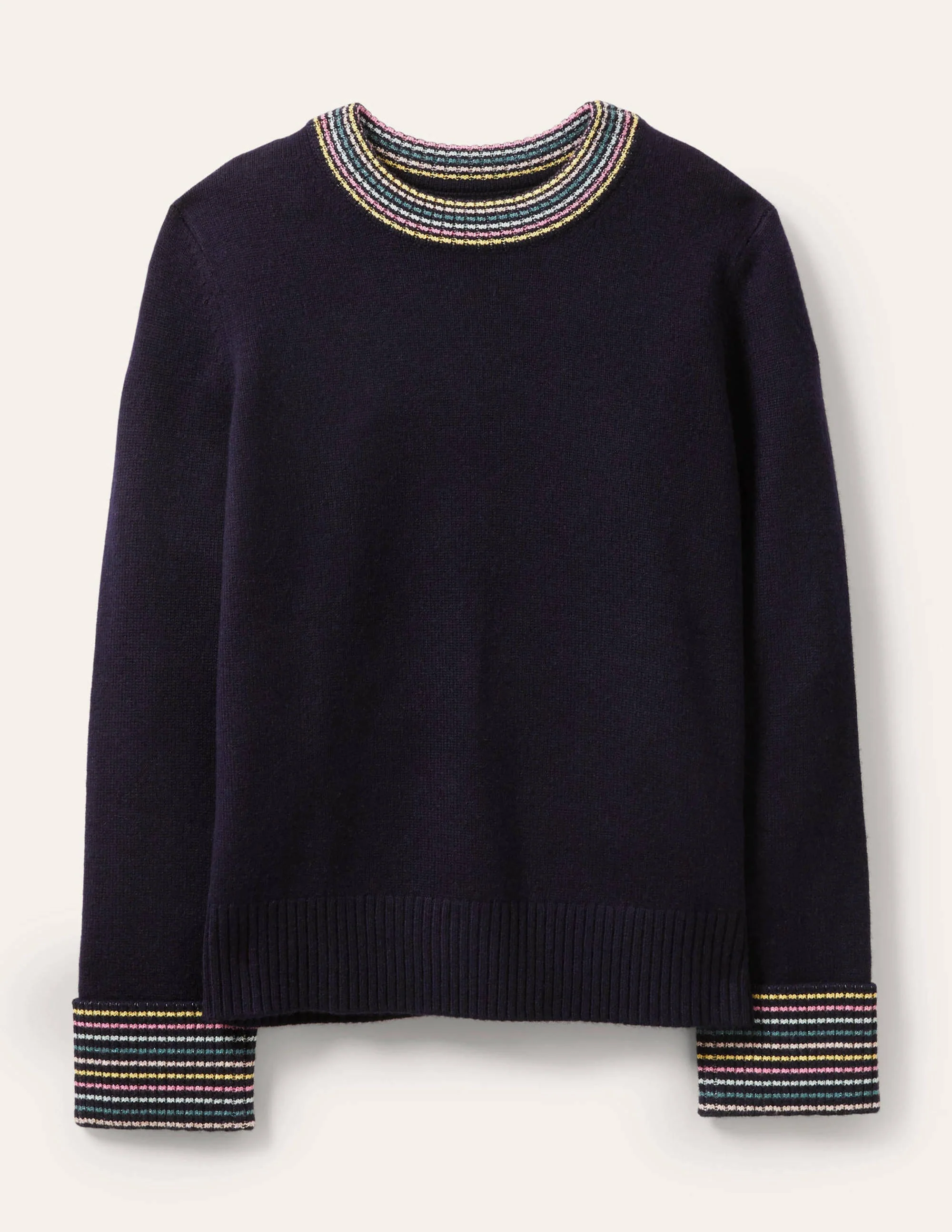 Cashmere Cuff Detail Jumper-Navy - Image 5