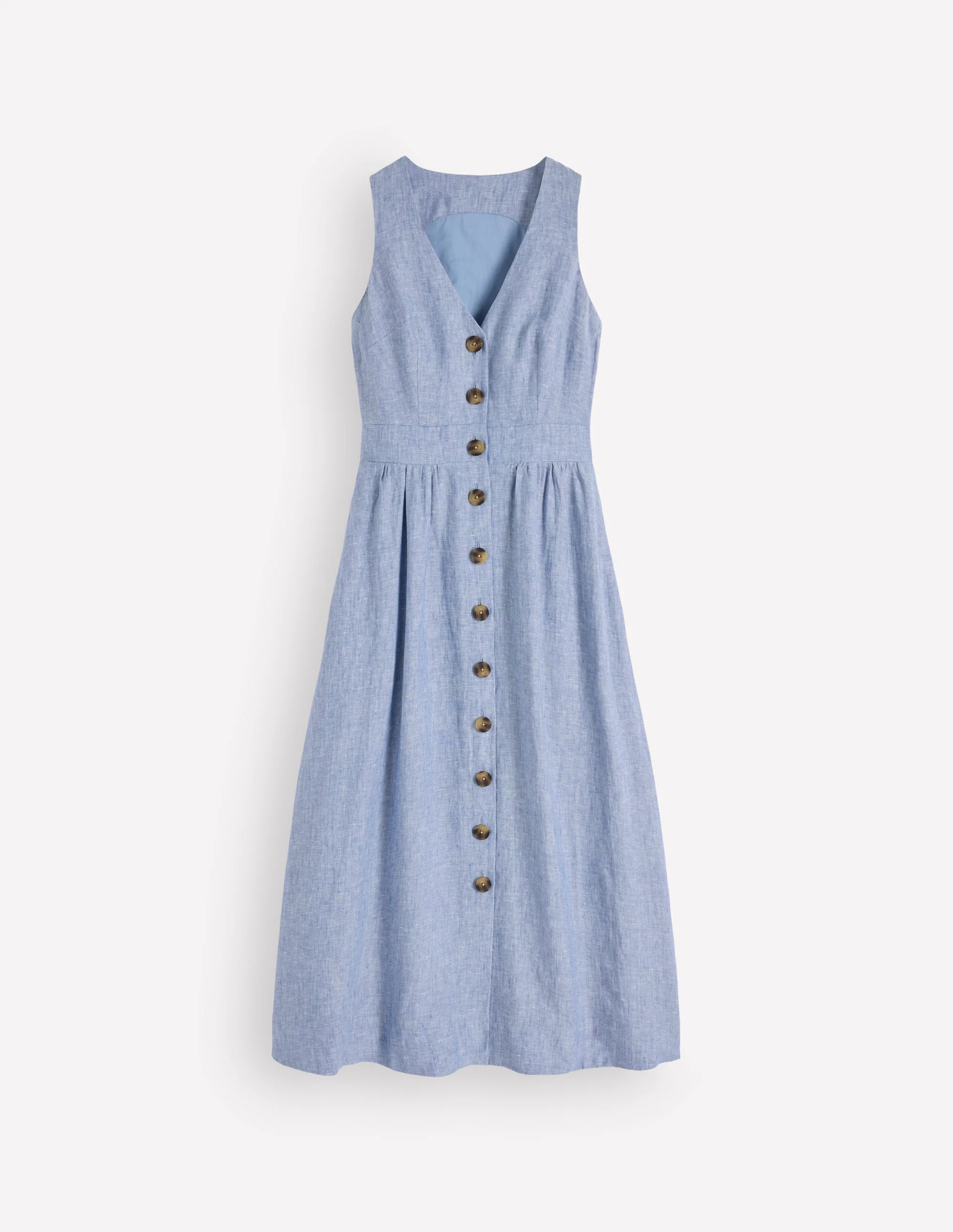 Catherine Button Linen Dress-Chambray - Image 5