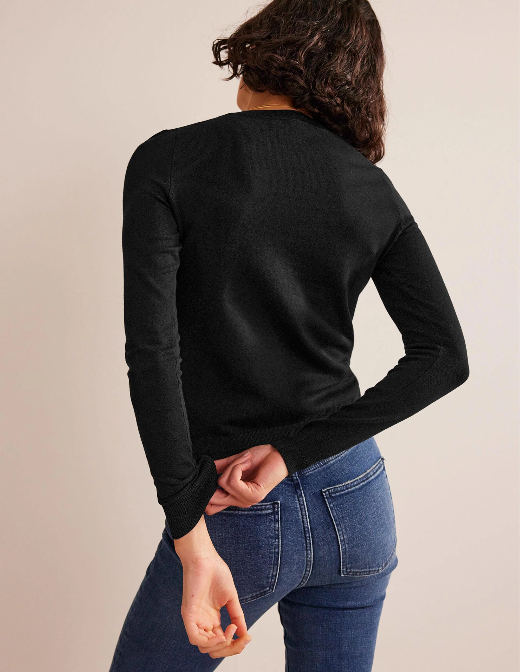 Catriona Cotton Crew Jumper-Black - Image 3