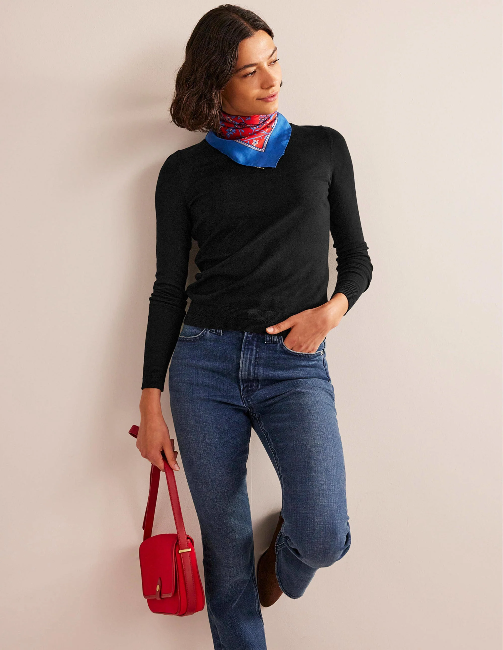Catriona Cotton Crew Jumper-Black - Image 4