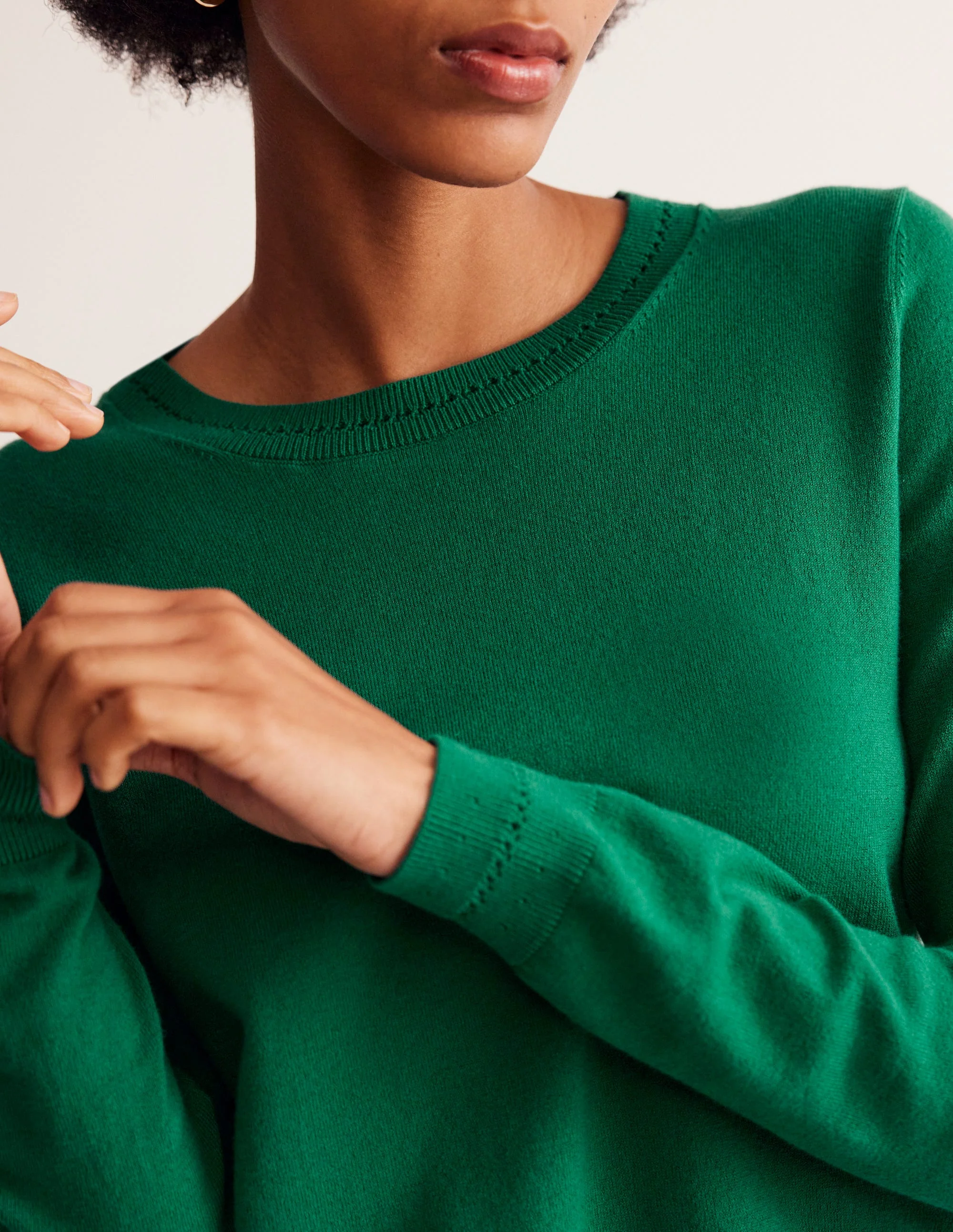 Catriona Cotton Crew Jumper-Malachite Green - Image 2