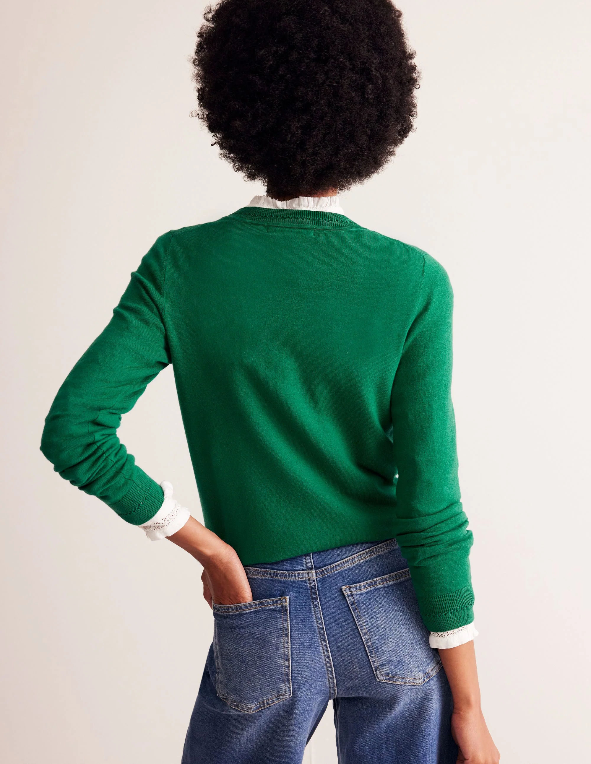 Catriona Cotton Crew Jumper-Malachite Green - Image 3