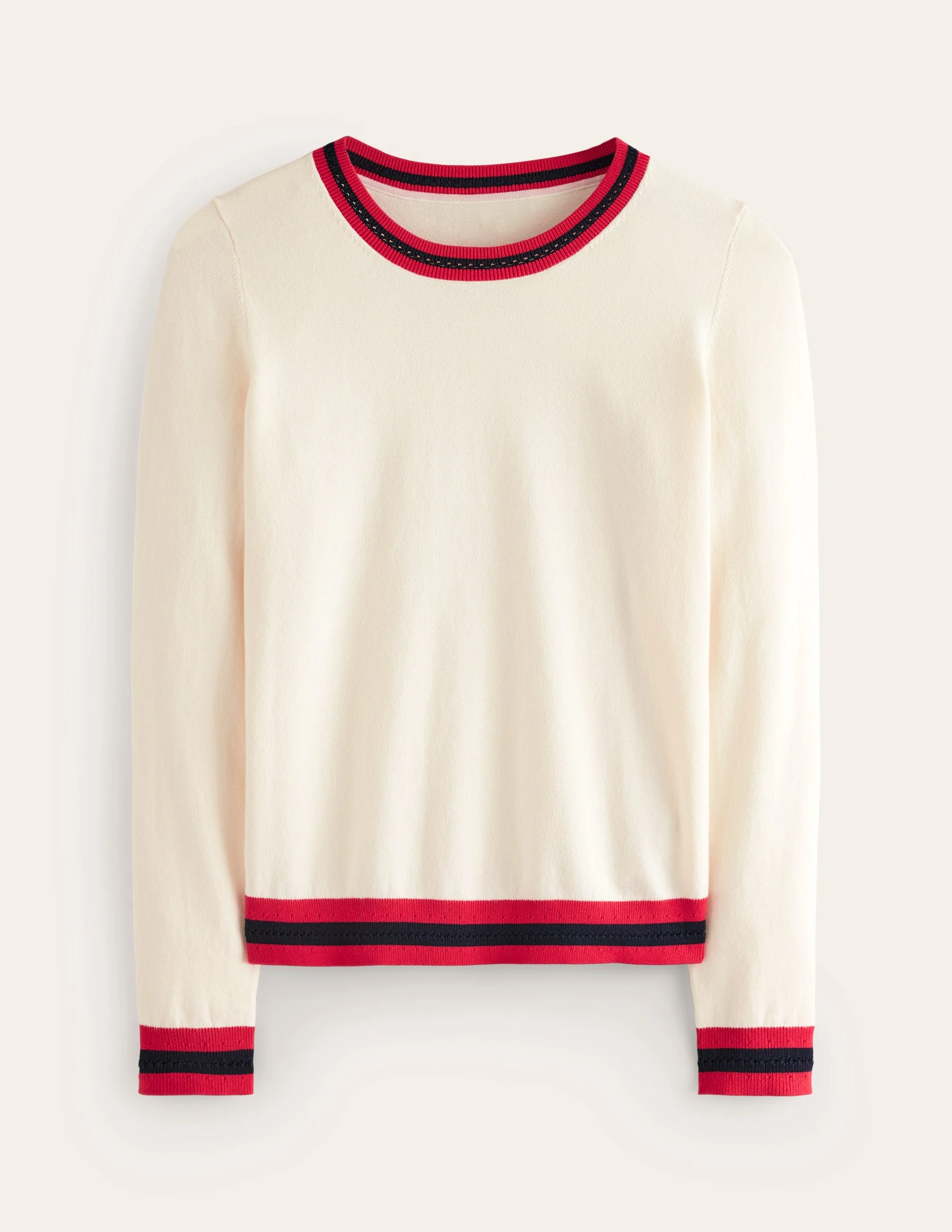Catriona Cotton Crew Jumper-Warm Ivory - Image 5