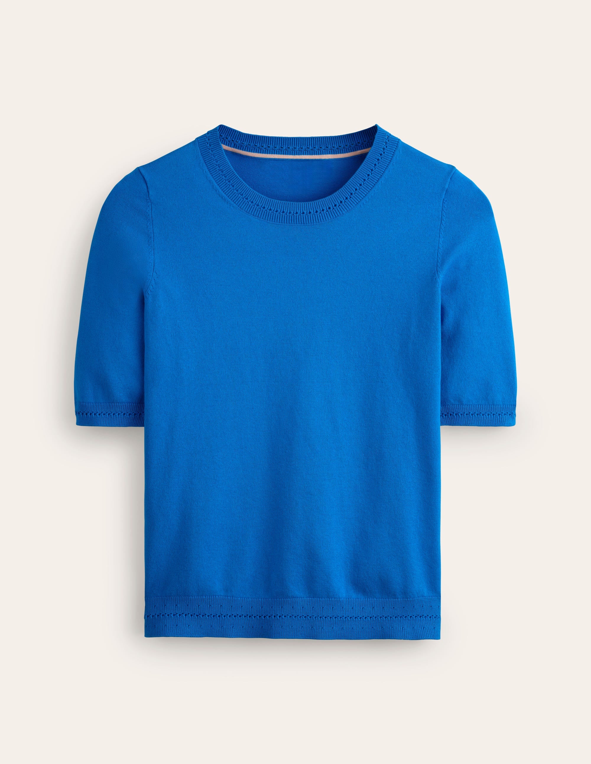 Catriona Cotton Crew T-Shirt-Bright Cyan Blue - Image 5