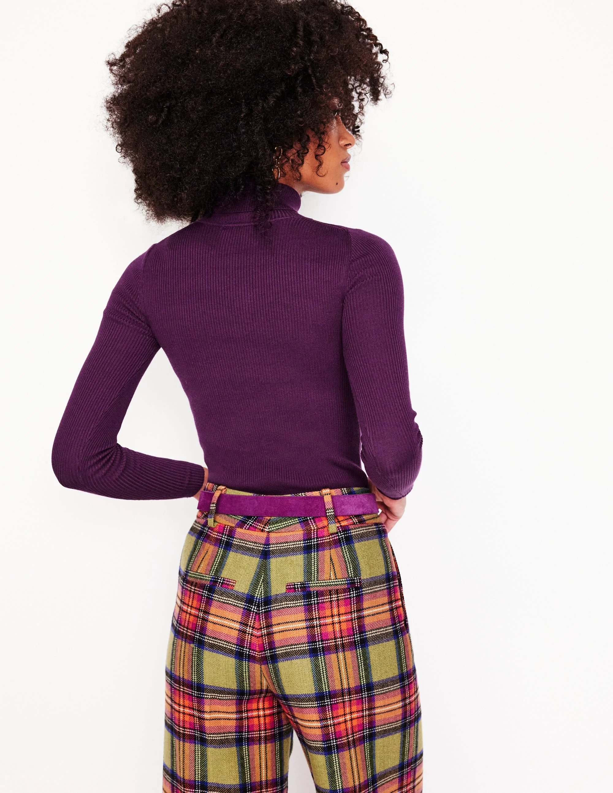 Catriona Roll Neck Jumper-Damson Purple - Image 3
