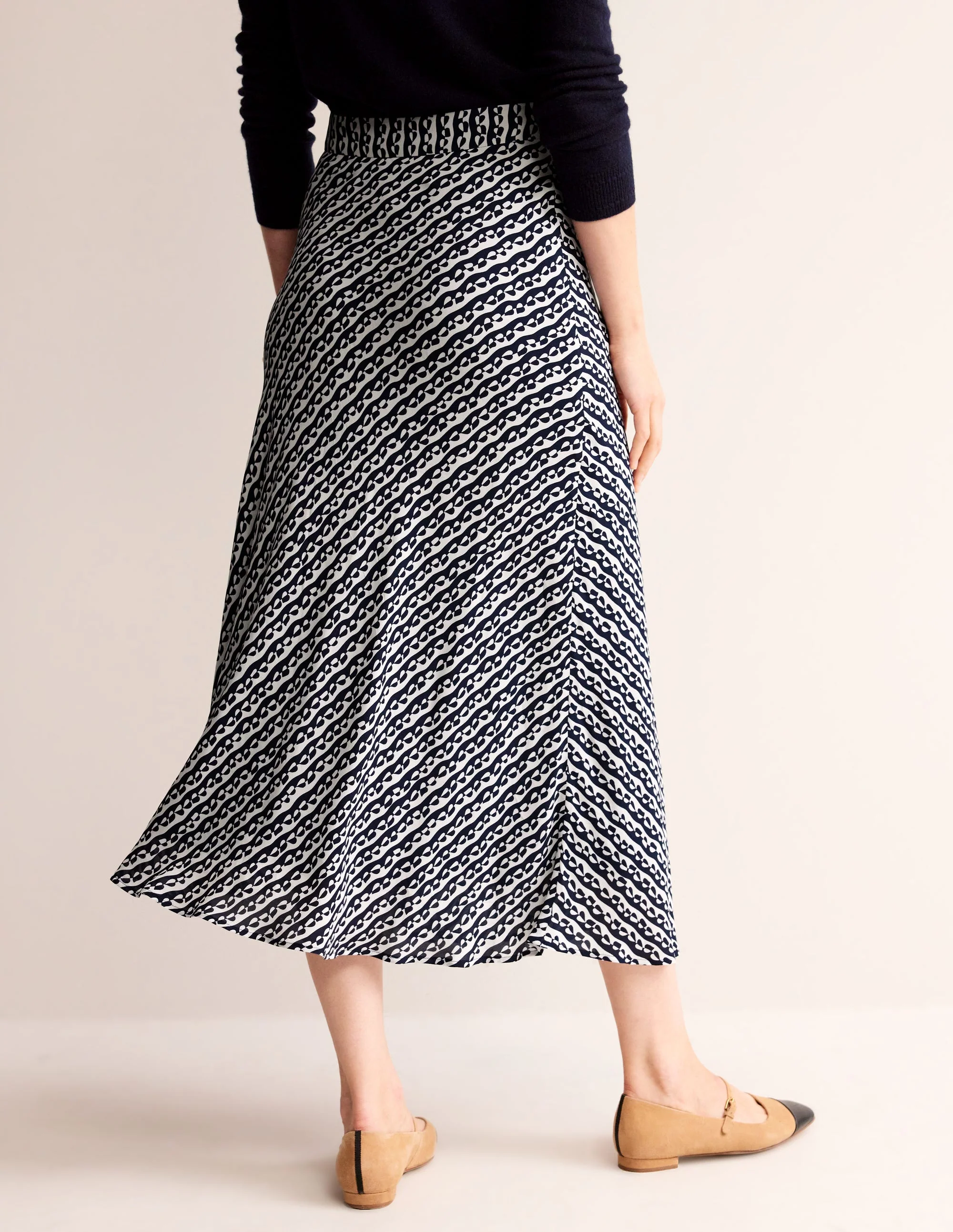 Cecelia Midi Skirt-French Navy, Abstract Heart - Image 3