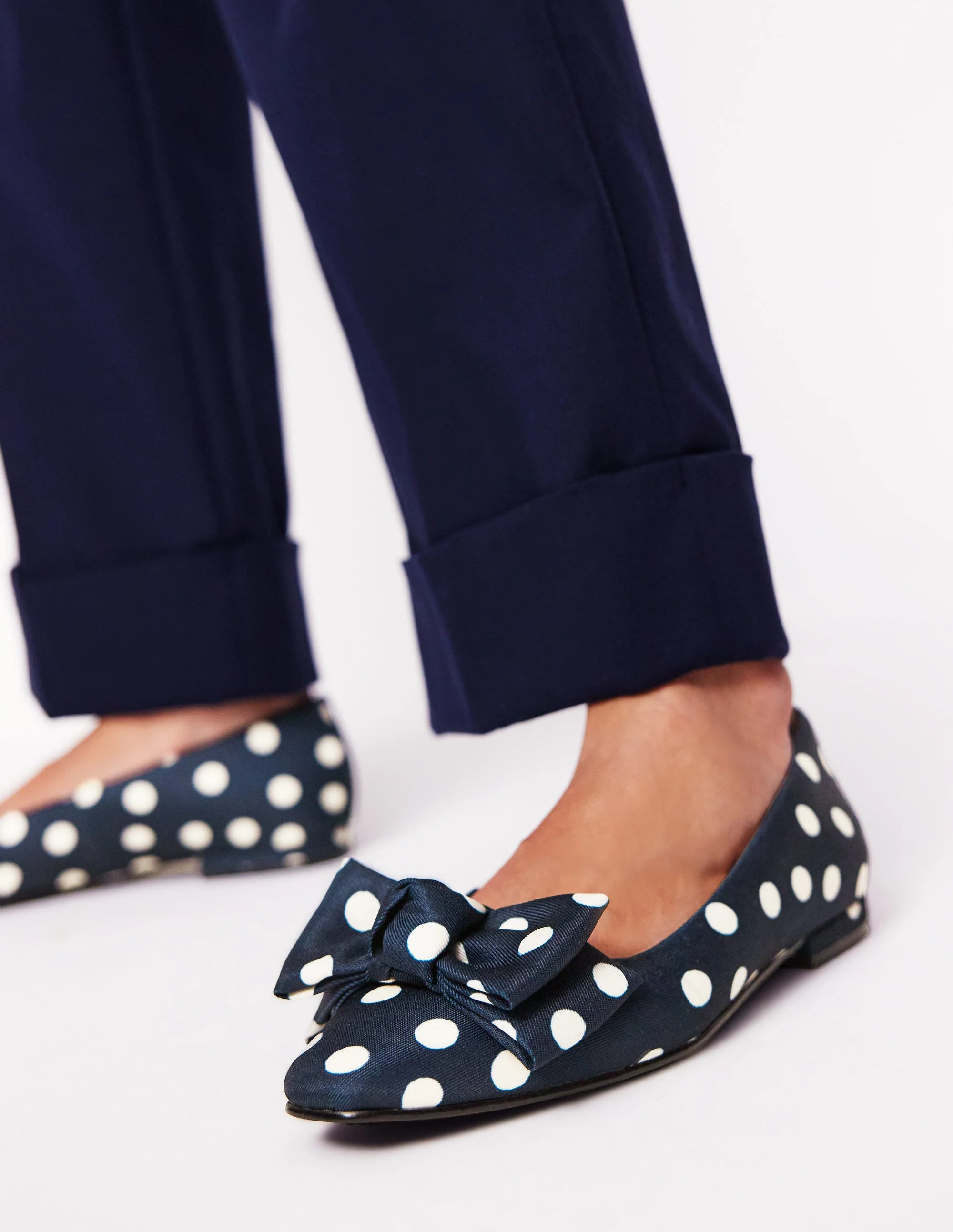 Chisel Toe Ballet Flat-French Navy, Abstract Dot - Image 2