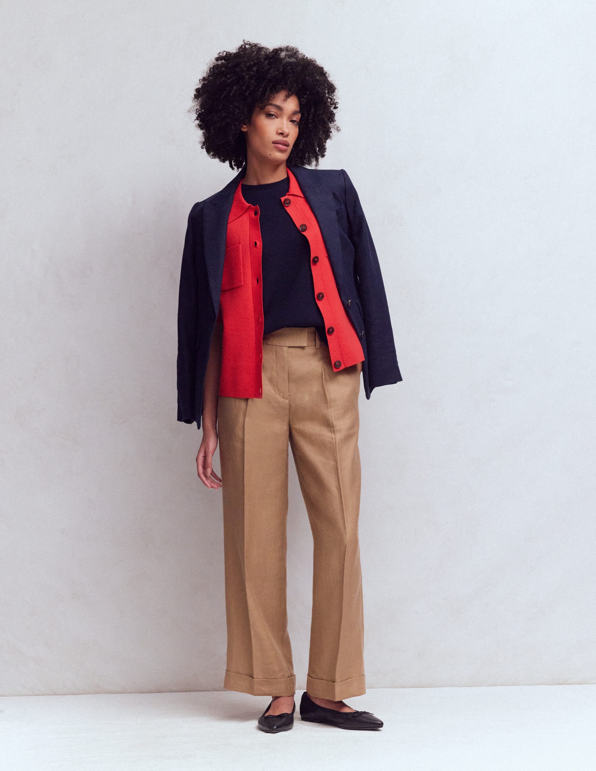 Chiswick Crop Linen Trousers-Cappuccino