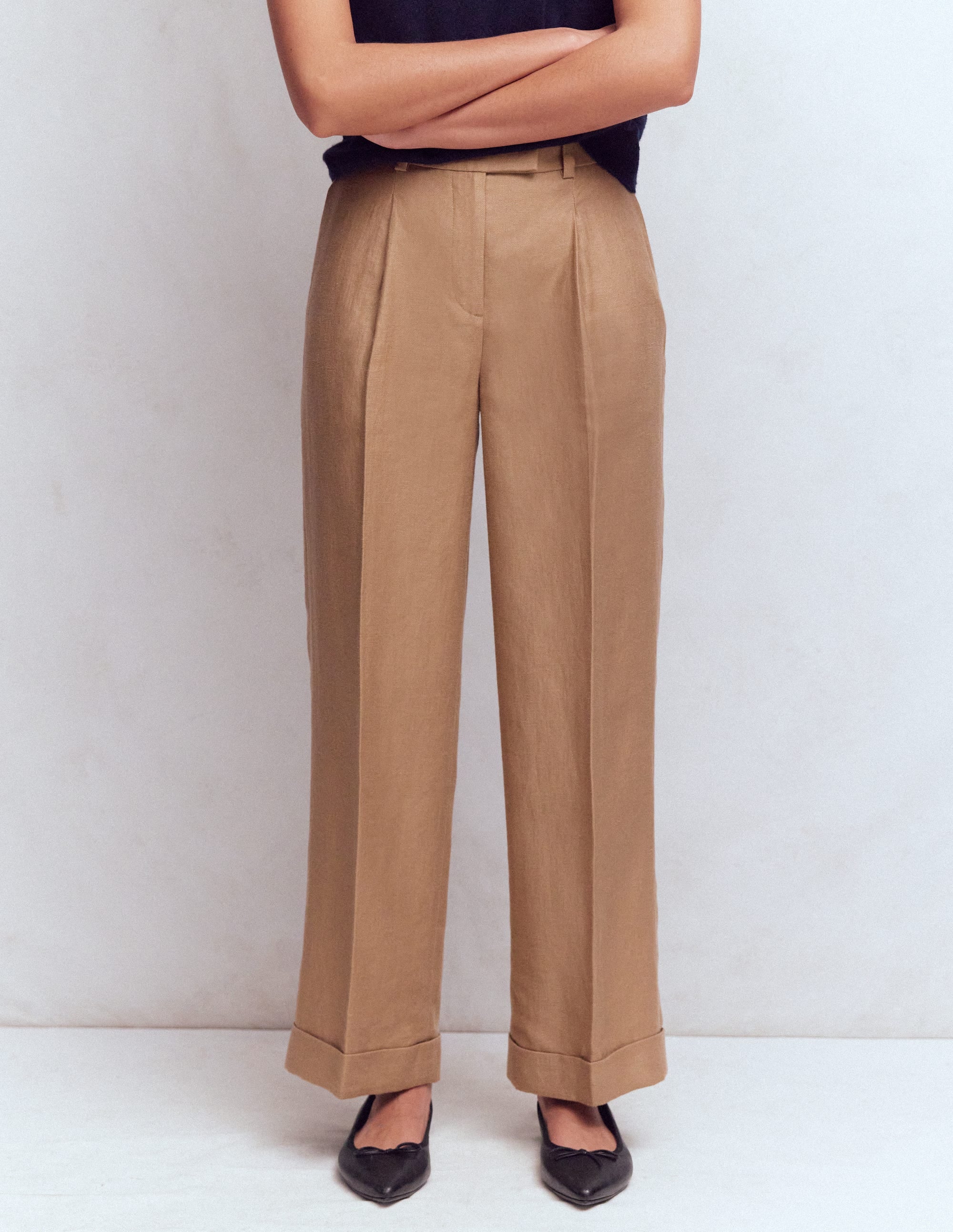 Chiswick Crop Linen Trousers-Cappuccino - Image 4