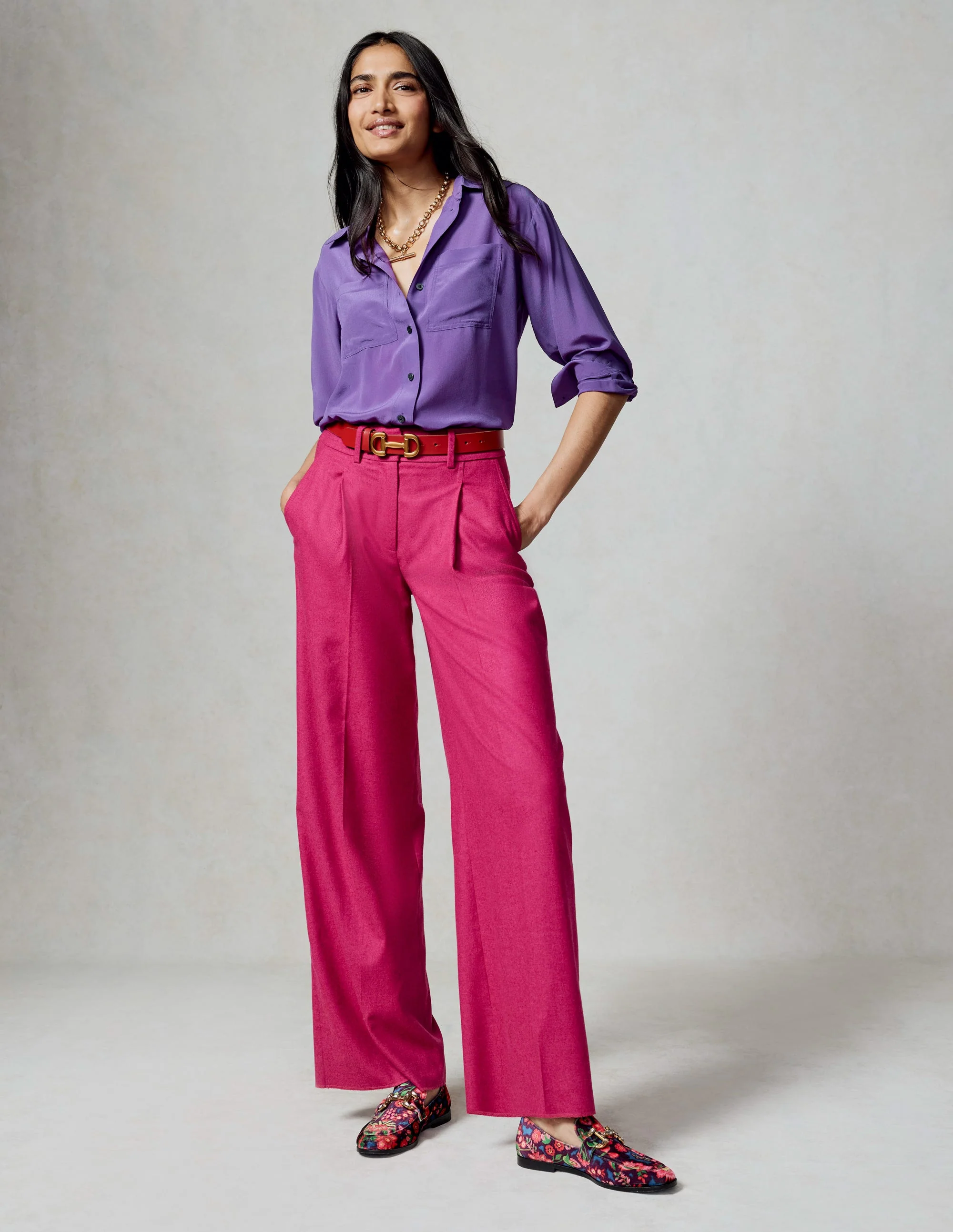 Chiswick Wool Blend Trousers-Cherry Jam - Image 7