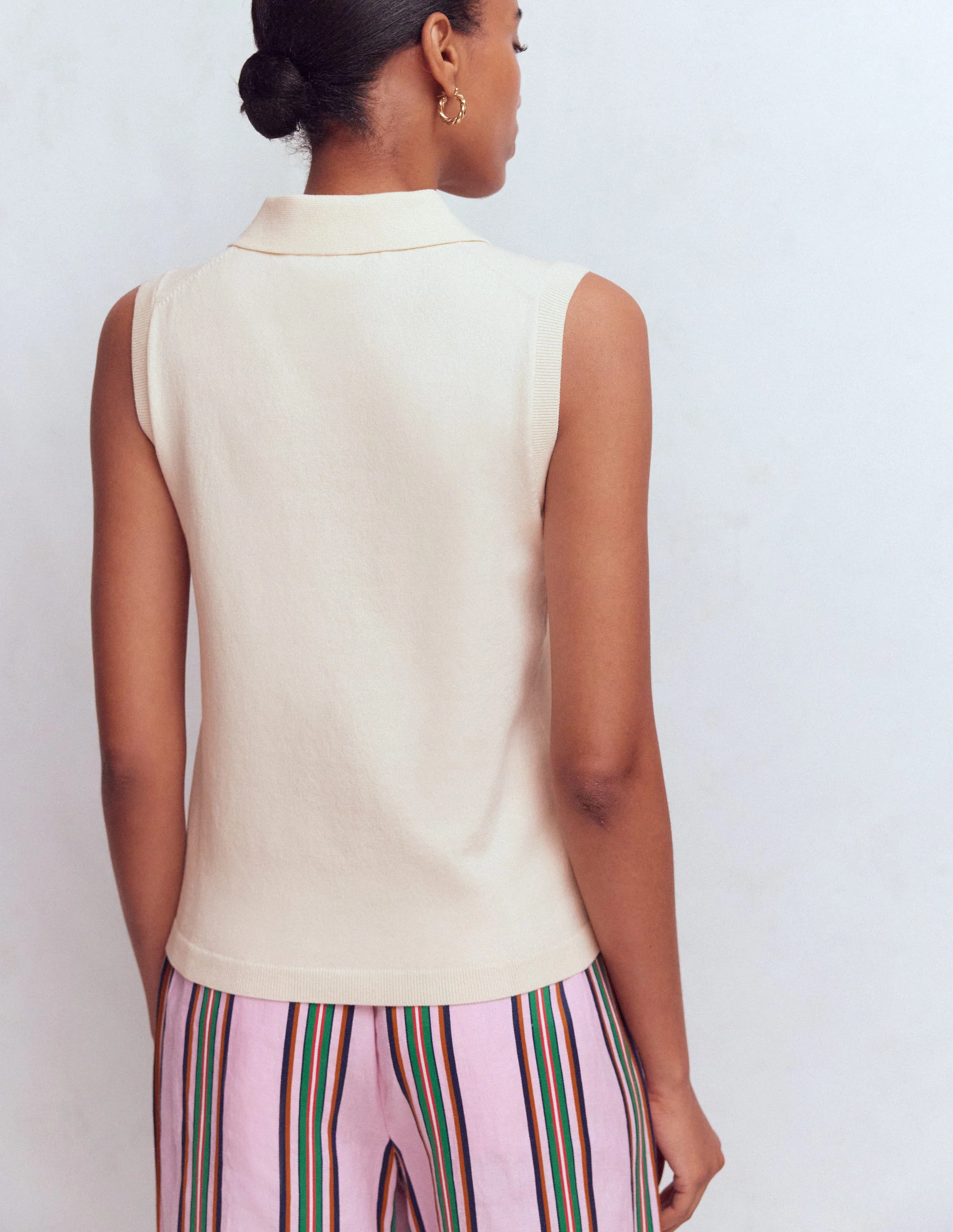 Chloe Henley Knitted Tank-Warm Ivory - Image 3