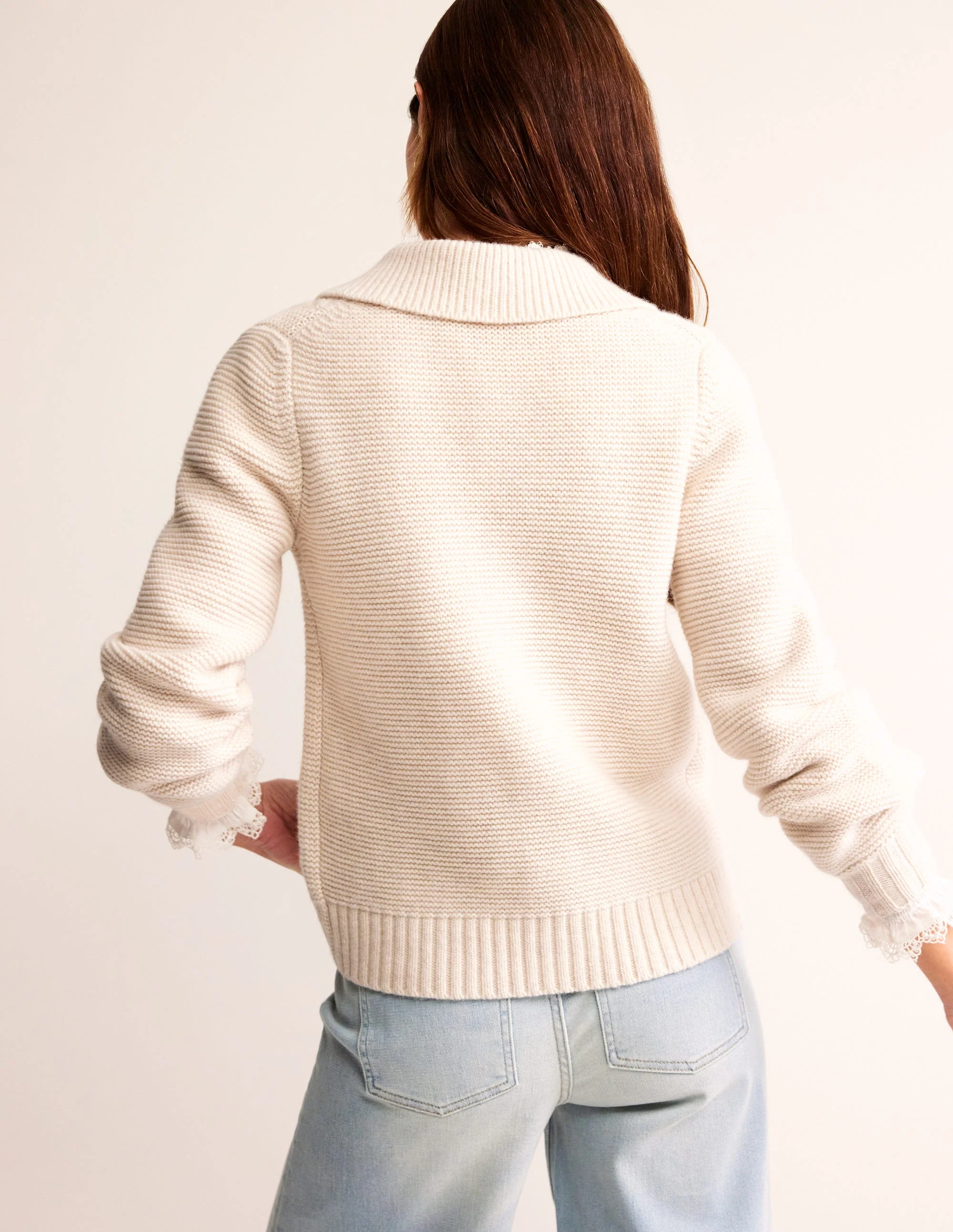 Chunky Bobble Heart Cardigan-Ecru Marl - Image 3
