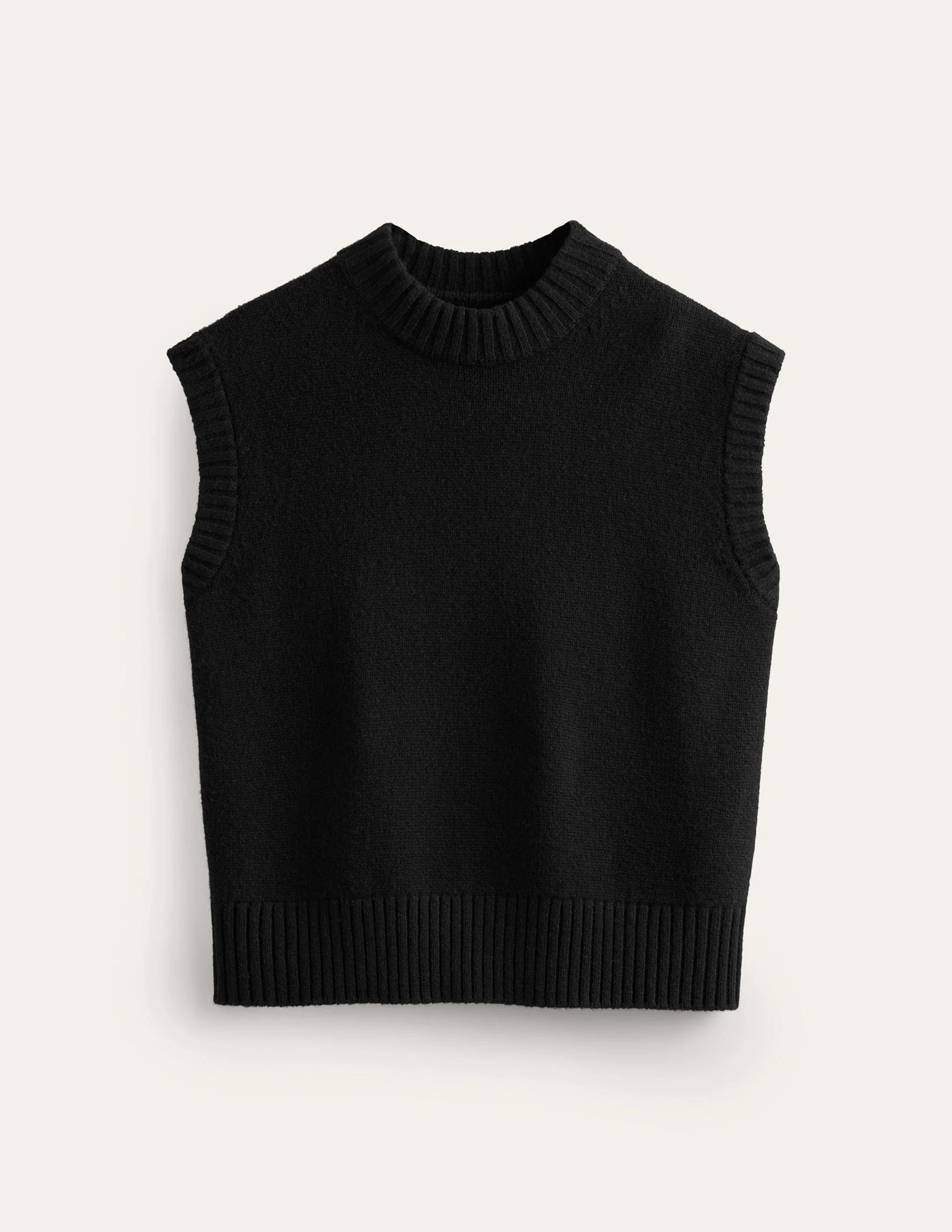 Chunky Cashmere Crew Neck Tank-Black - Image 7