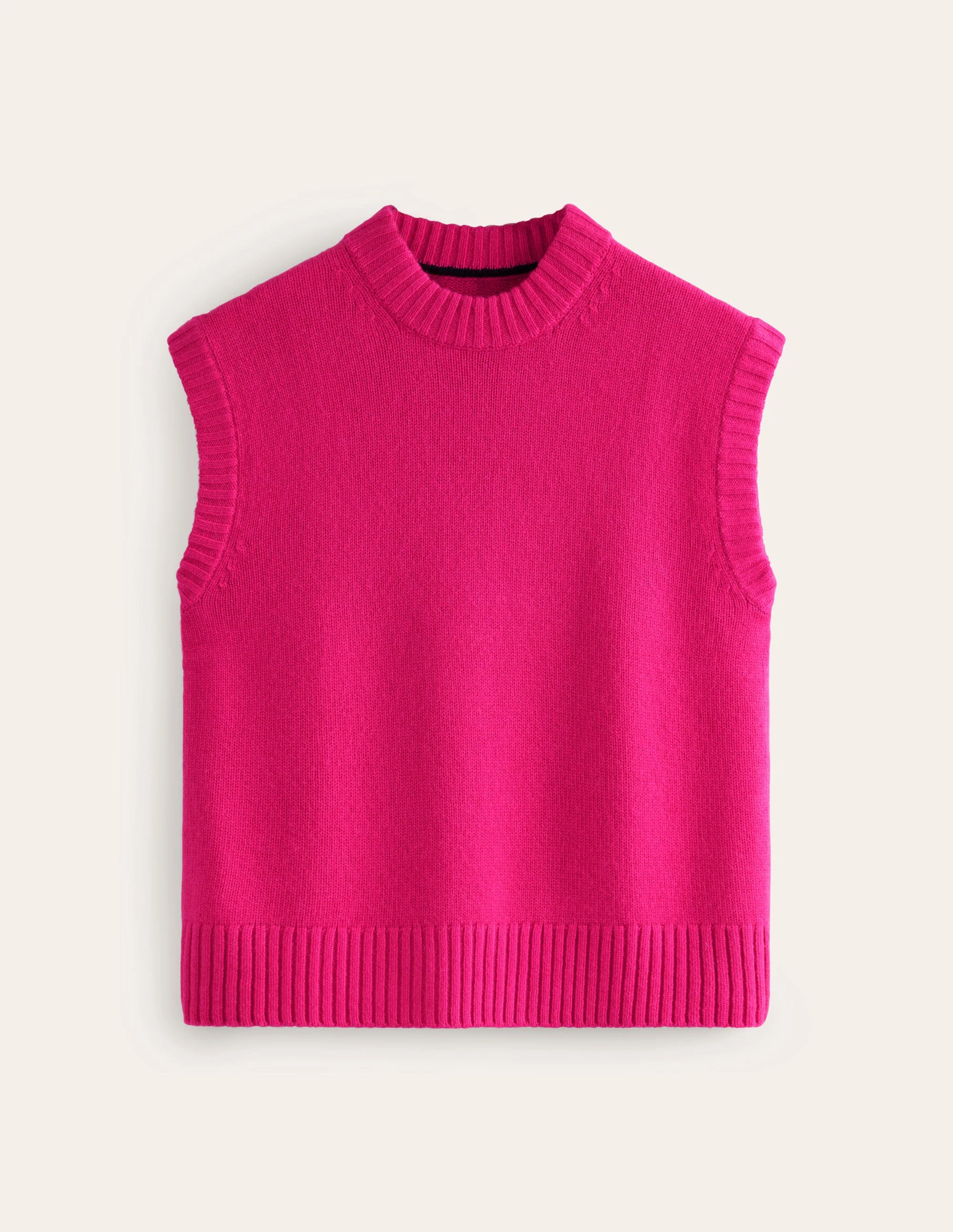 Chunky Cashmere Crew Neck Tank-Bright Pink - Image 5