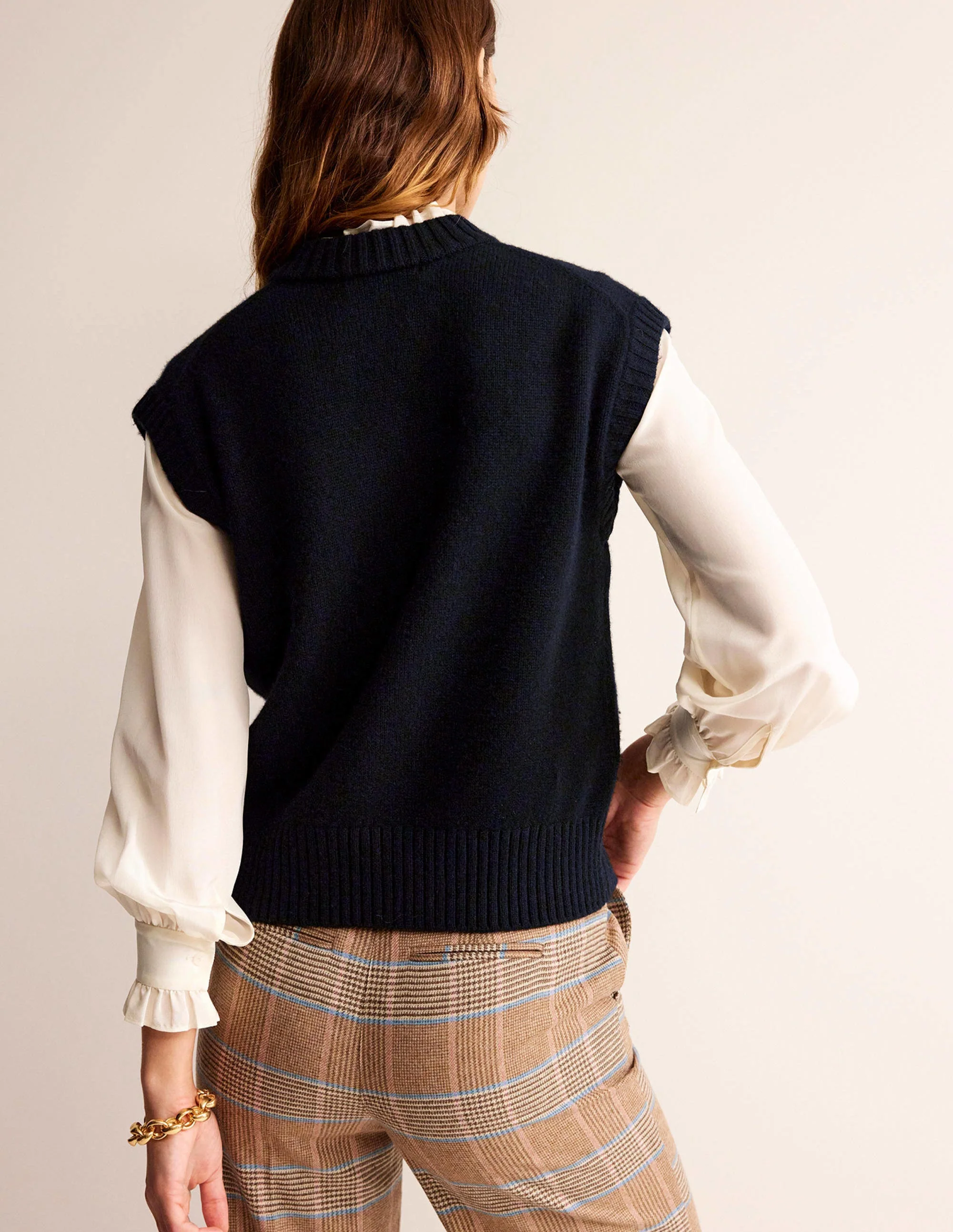 Chunky Cashmere Crew Neck Tank-navy - Image 3