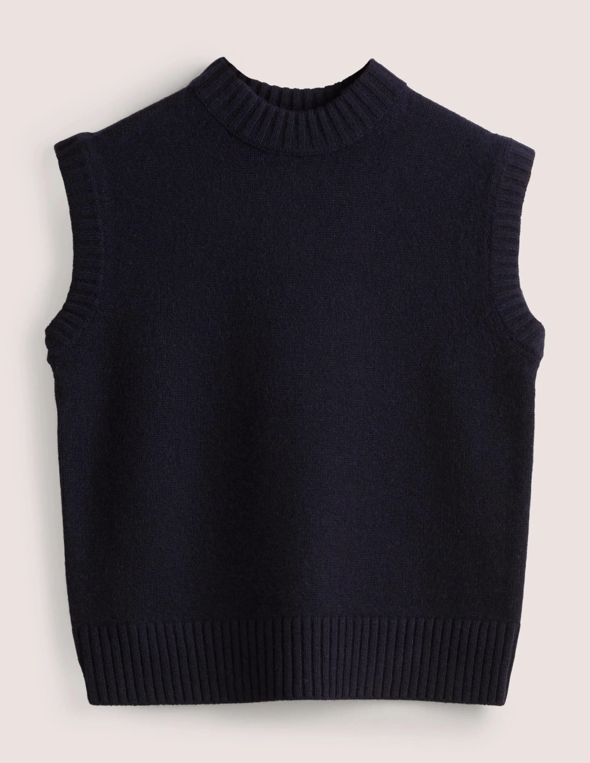 Chunky Cashmere Crew Neck Tank-Navy - Image 6