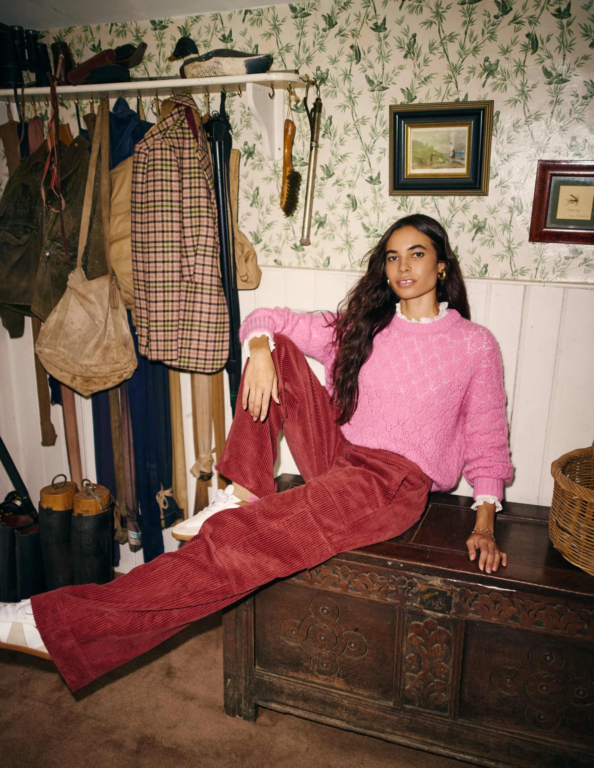 Chunky Pointelle Jumper-Old Rose Pink - Image 5