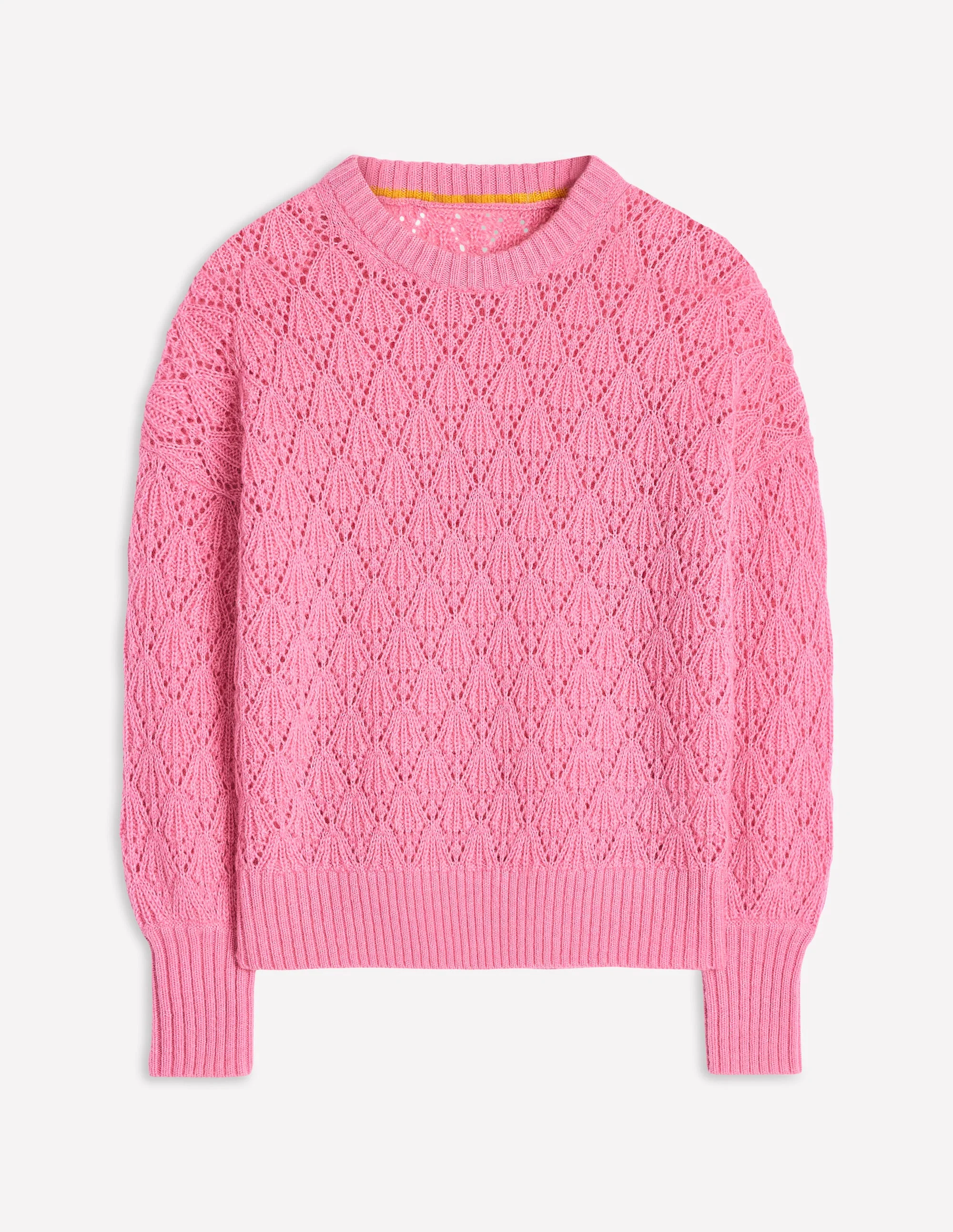 Chunky Pointelle Jumper-Old Rose Pink - Image 6
