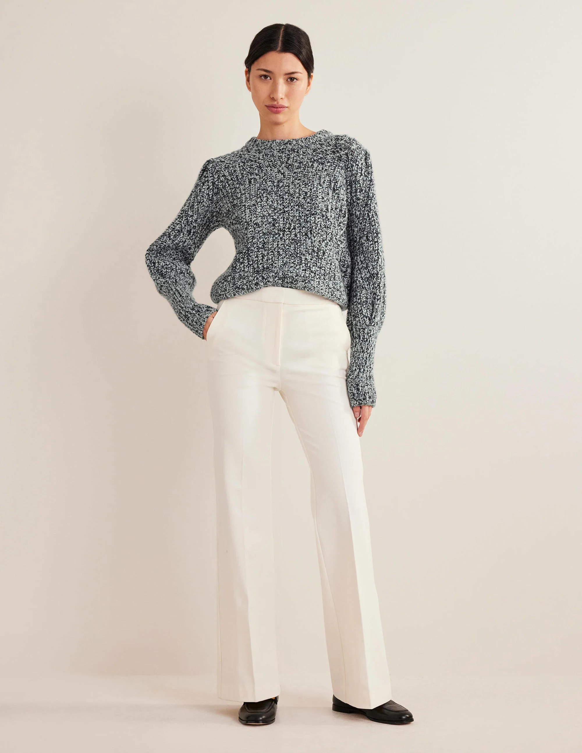 Chunky-Rib Cashmere Jumper-Blues Melange - Image 4
