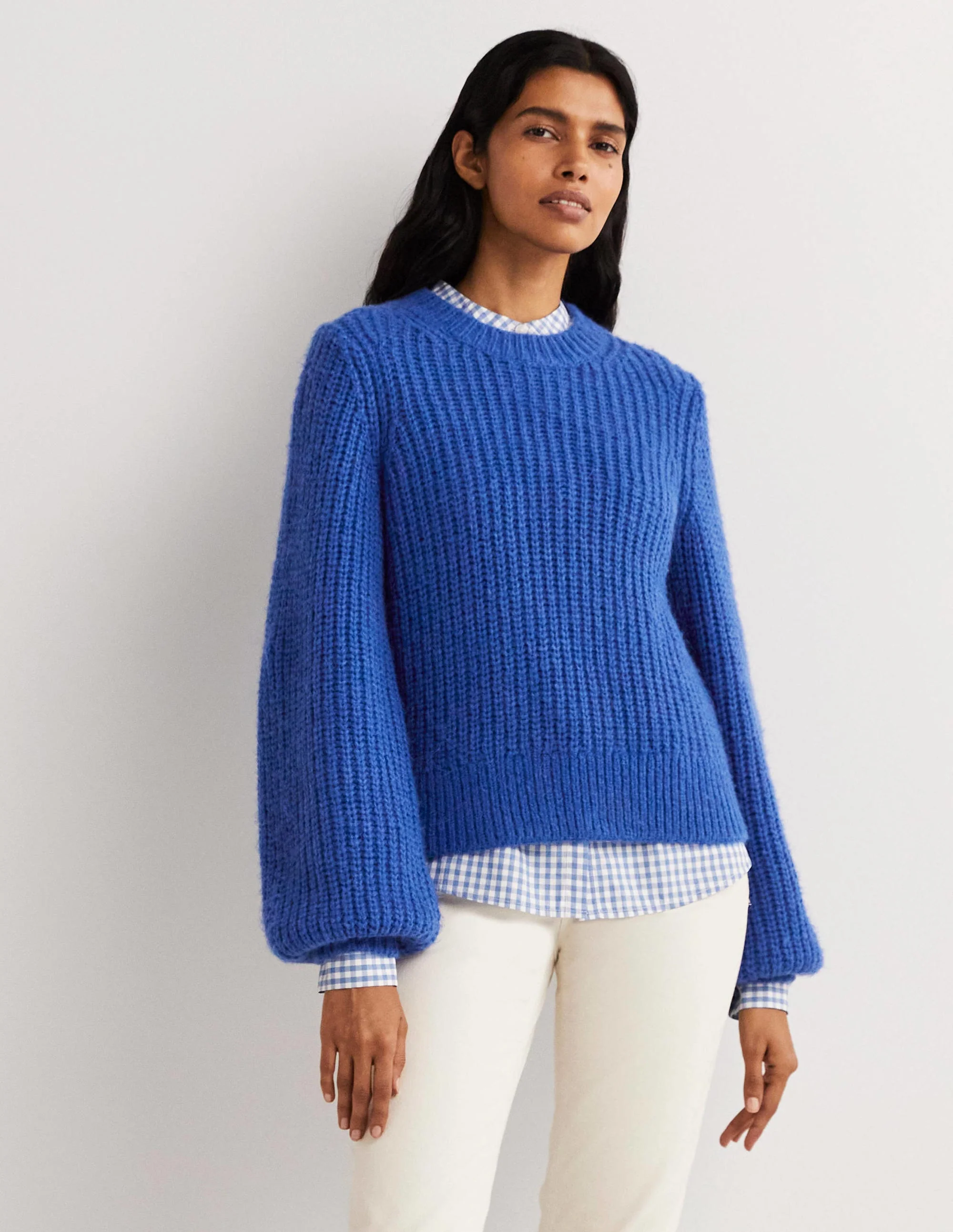 Chunky Ribbed Jumper-Cobalt Blue - Image 4