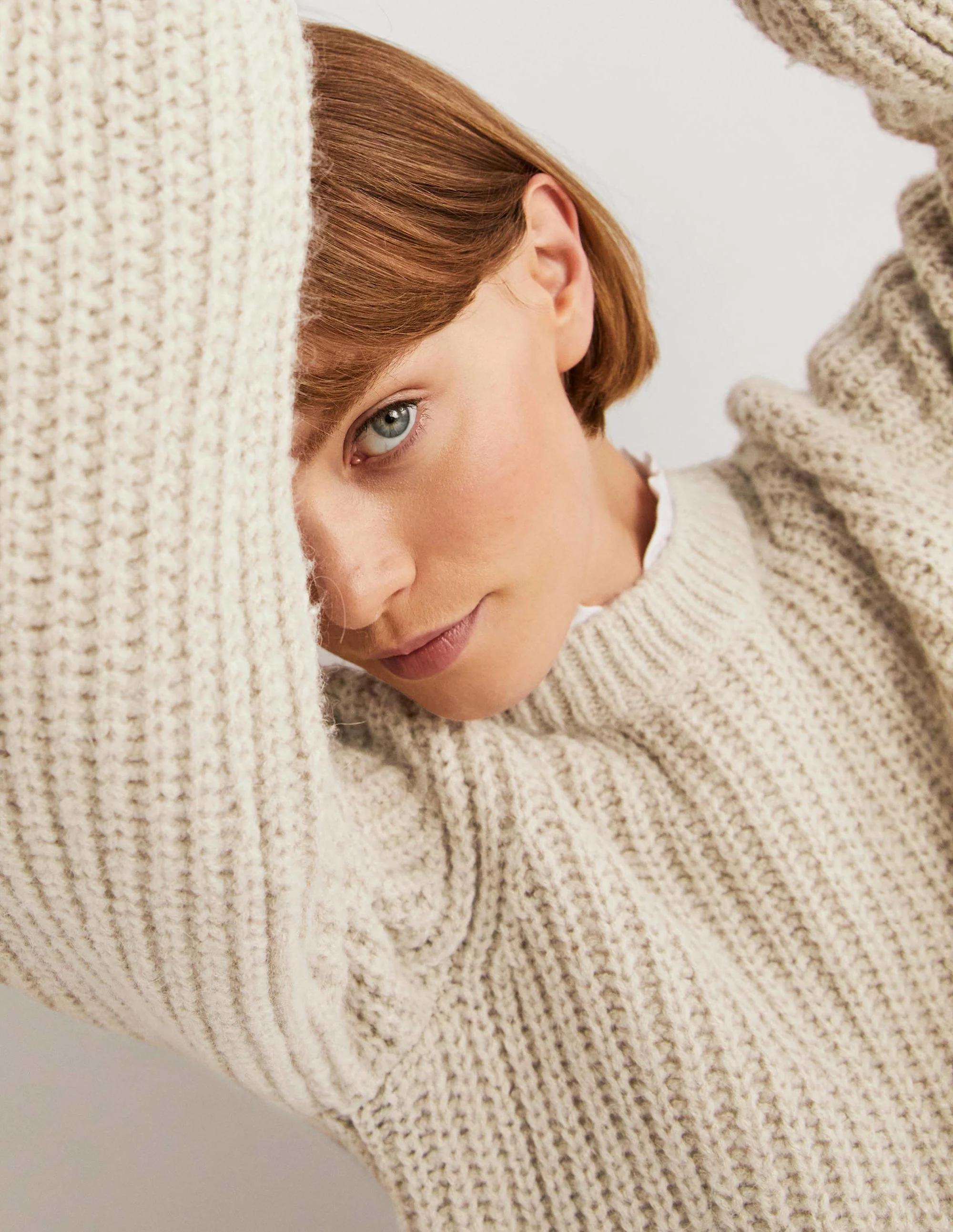 Chunky Ribbed Jumper-Oatmeal Melange - Image 2