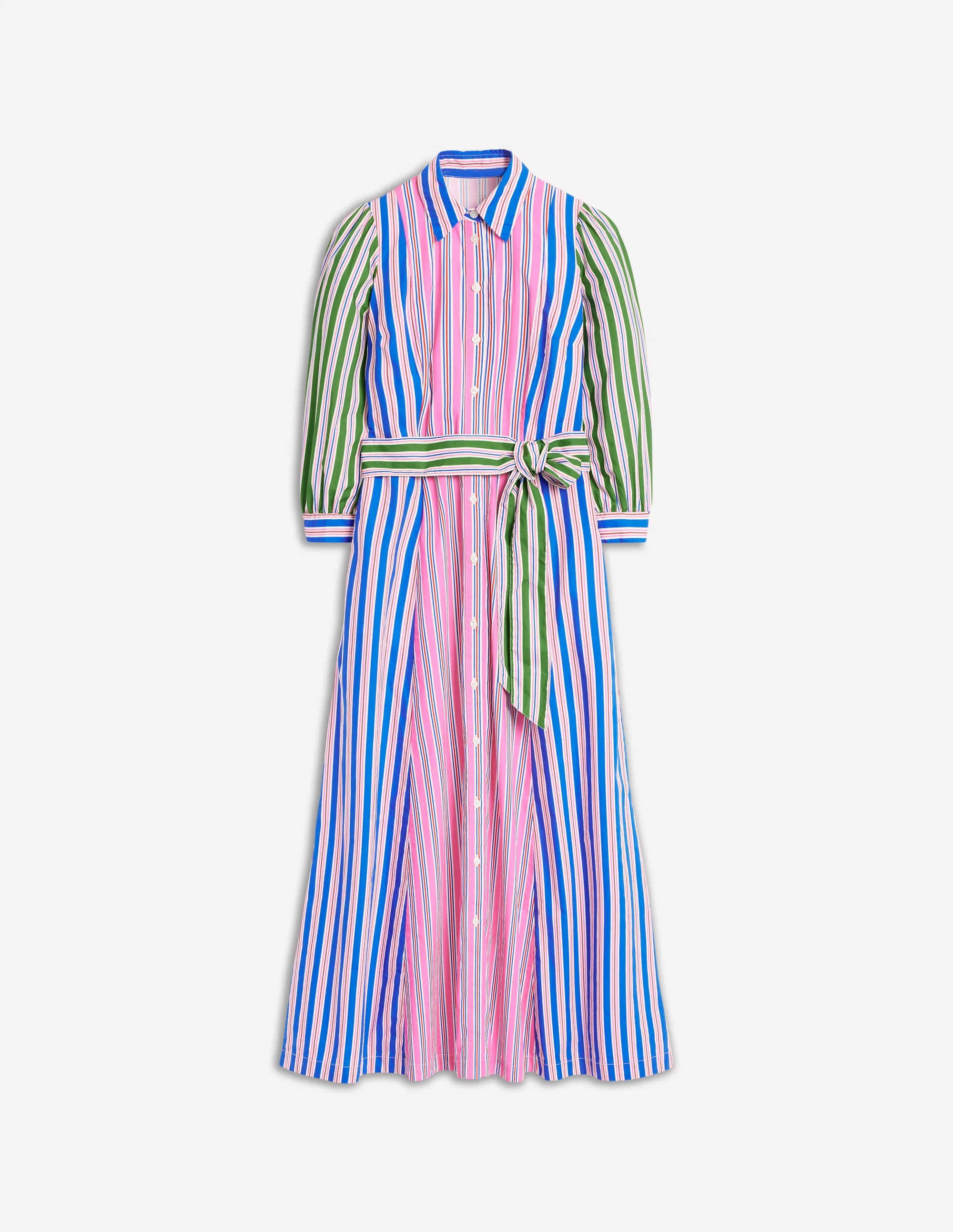 Clara Cotton Shirt Dress-Pink Rose, Red Stripe - Image 8