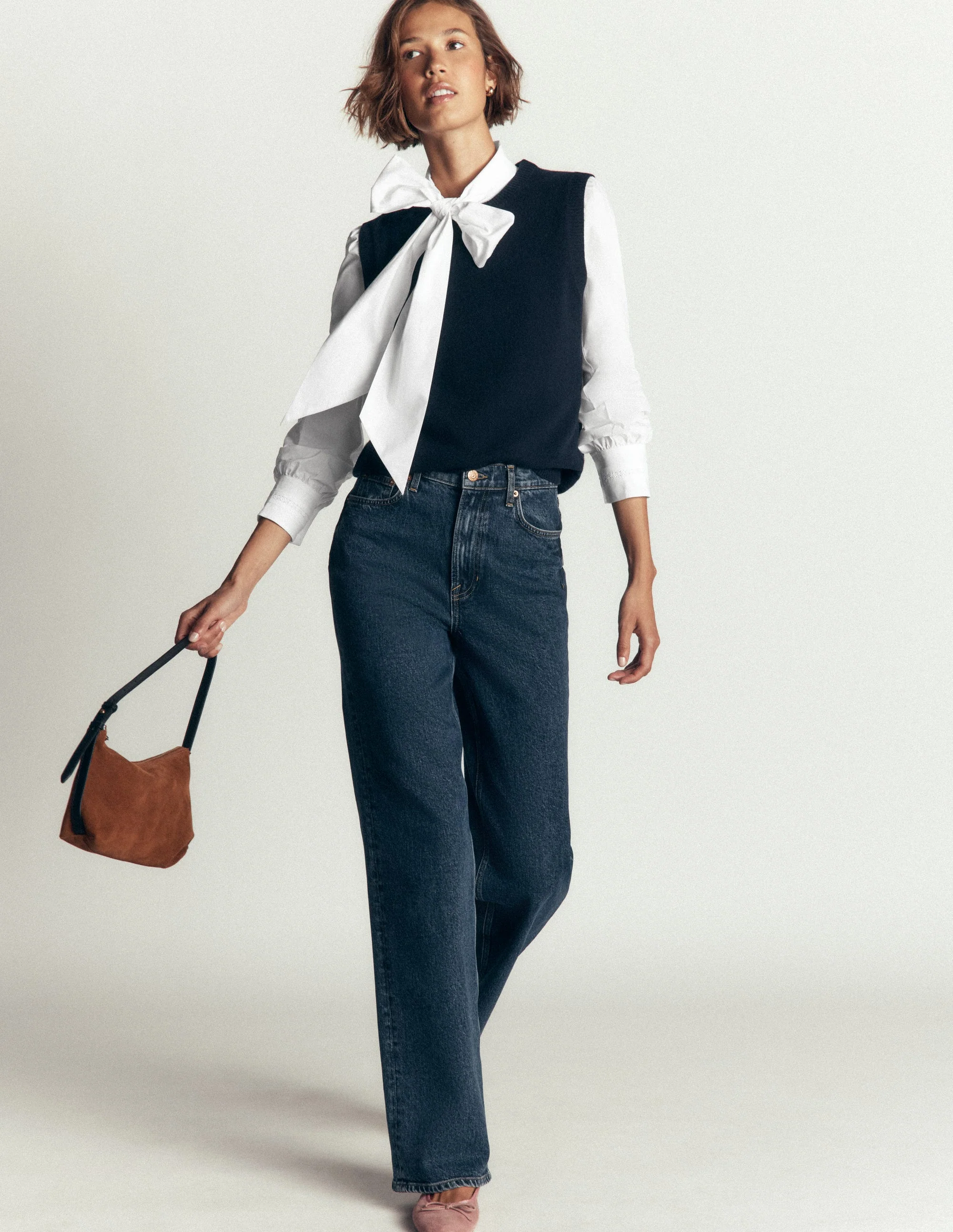 Clara Tie Neck Shirt-White Trim Detail - Image 8
