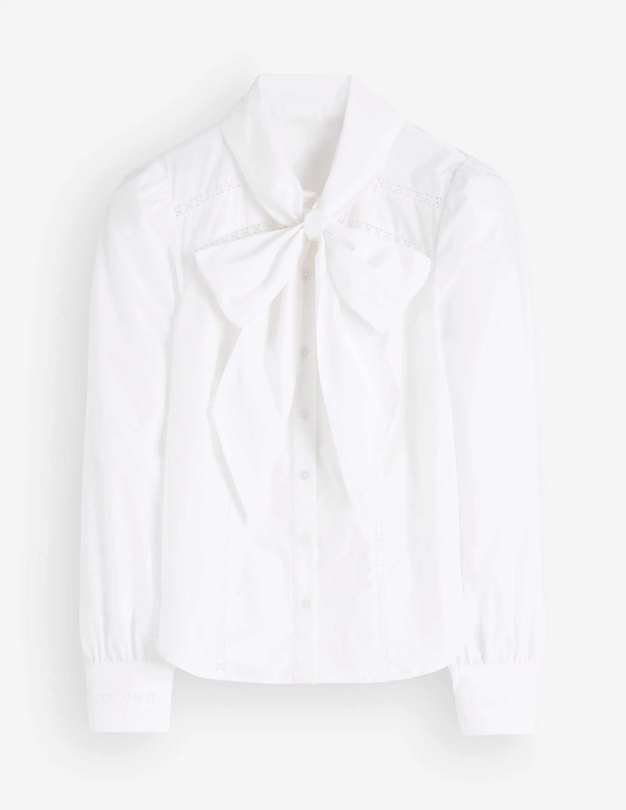 Clara Tie Neck Shirt-White Trim Detail - Image 9