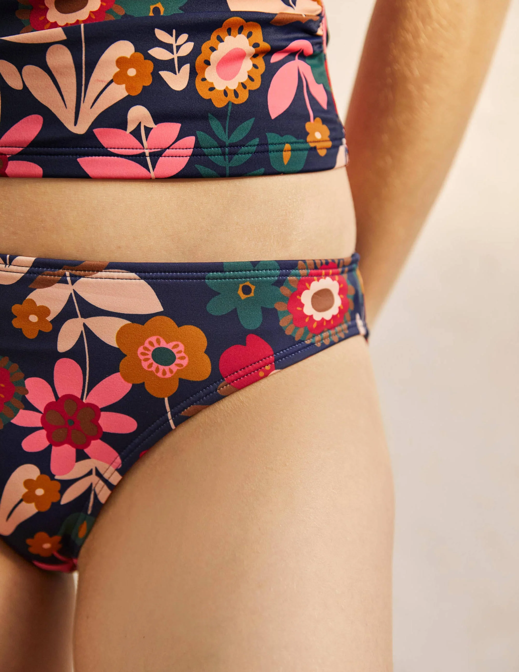 Classic Bikini Bottoms-Navy Ivory Stripe - Image 2
