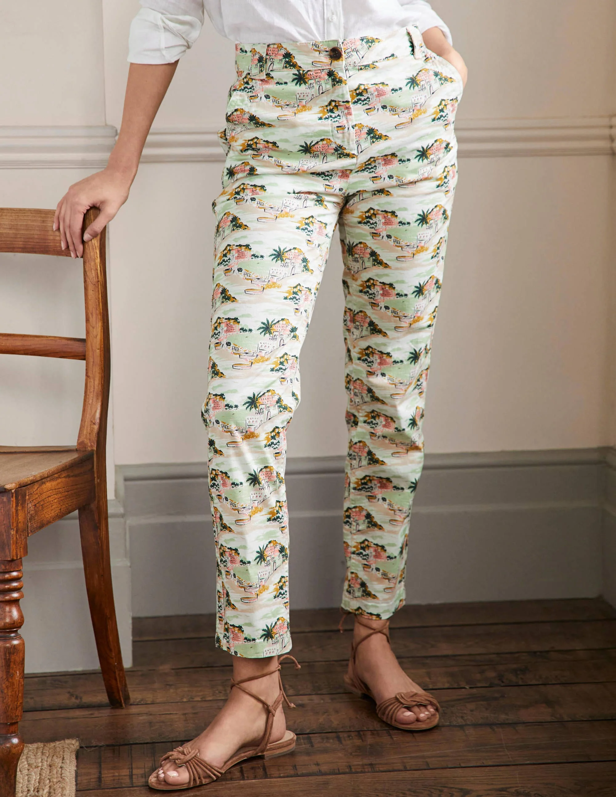 Classic Chino Trousers-Ivory/Green Paradise Bay - Image 4