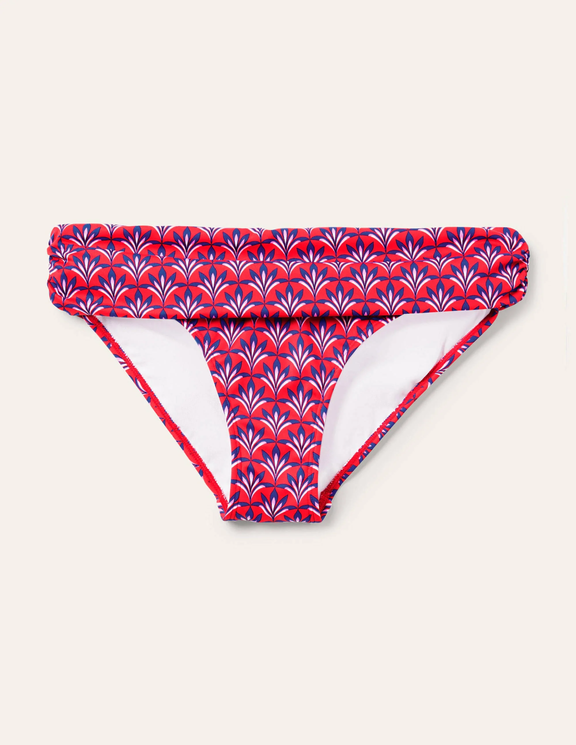 Classic Fold Bikini Bottoms-Cherry Red, Palm Petal - Image 6