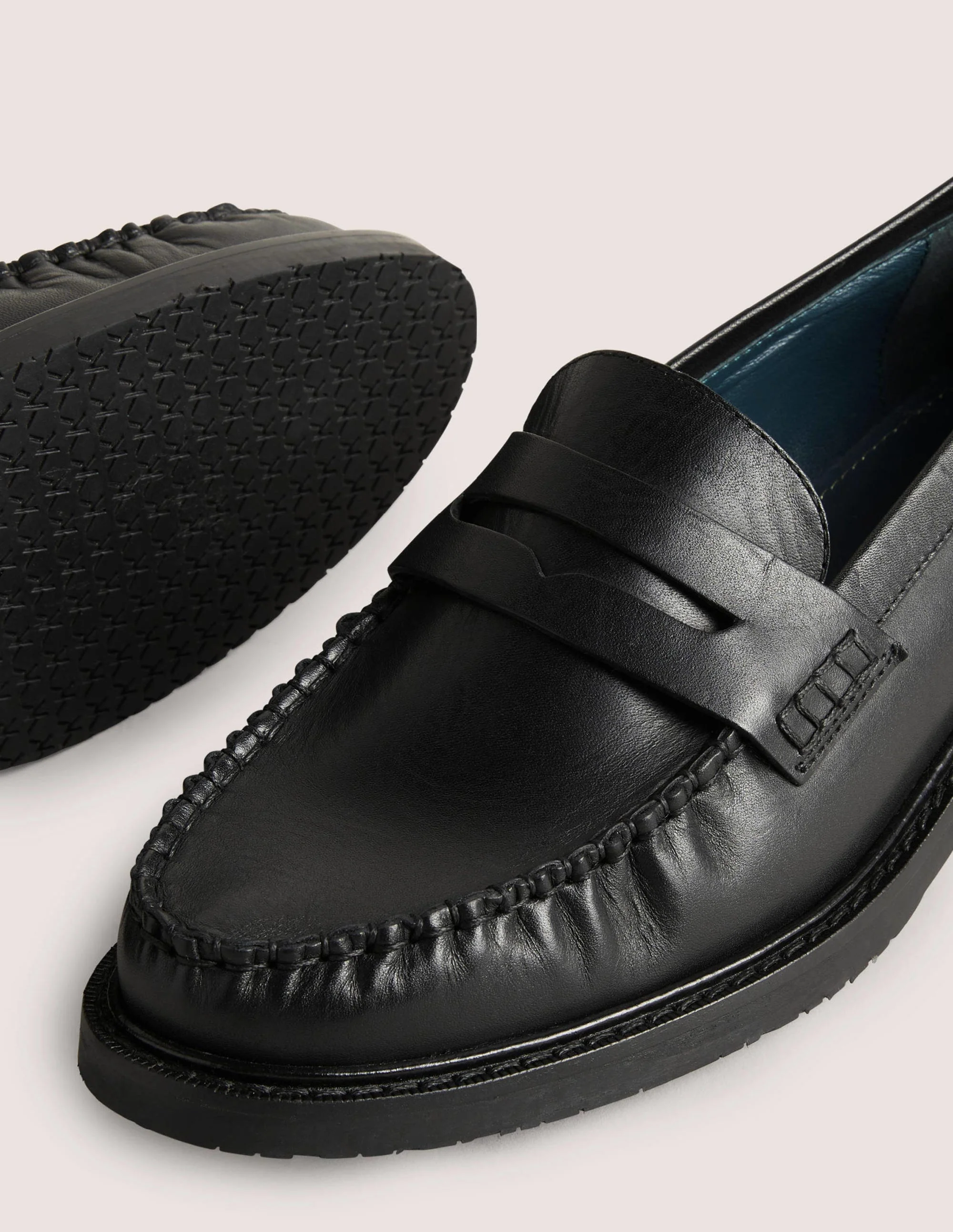 Classic Moccasin Loafers-Black Leather - Image 4