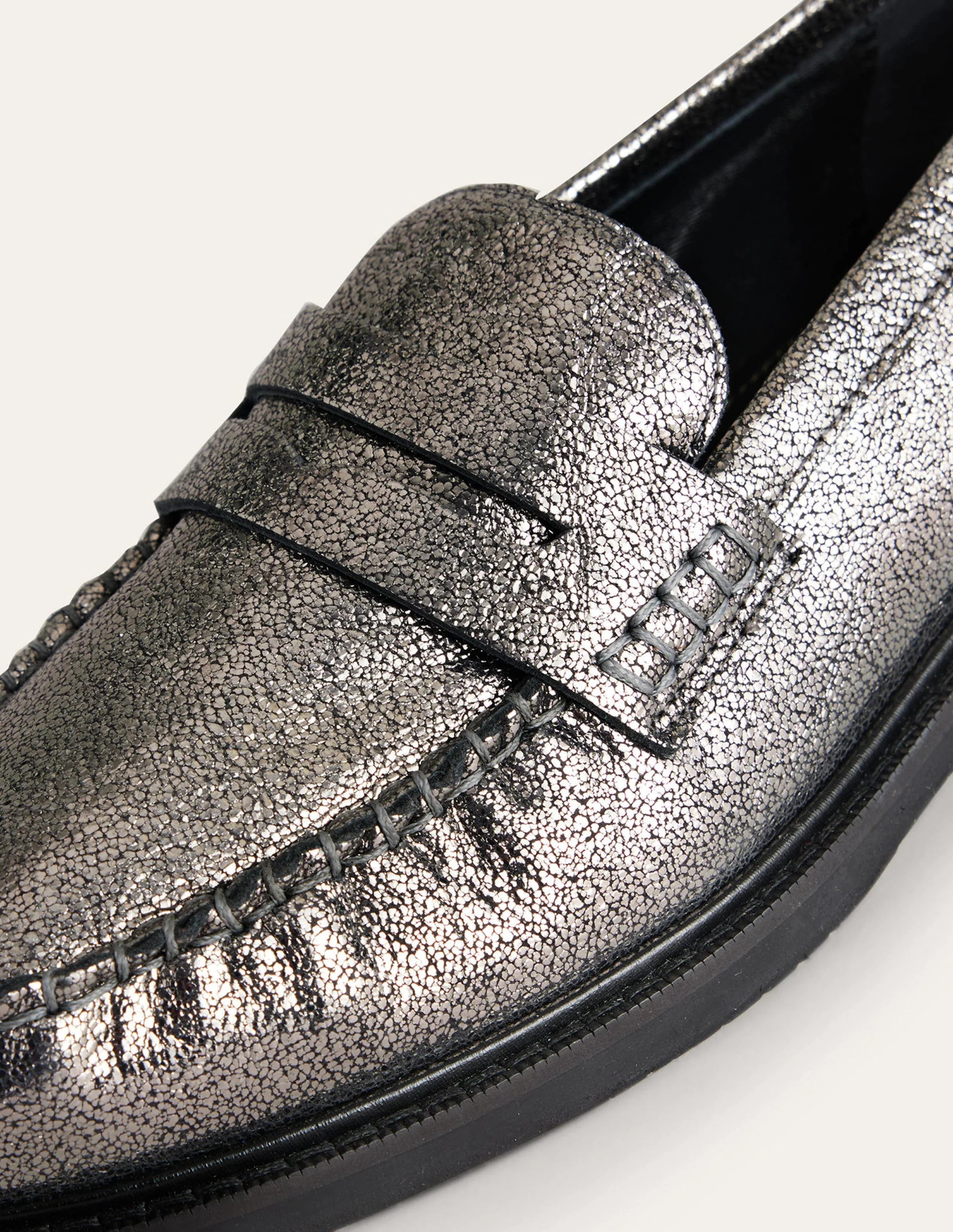 Classic Moccasin Loafers-Gun Metallic Leather - Image 4